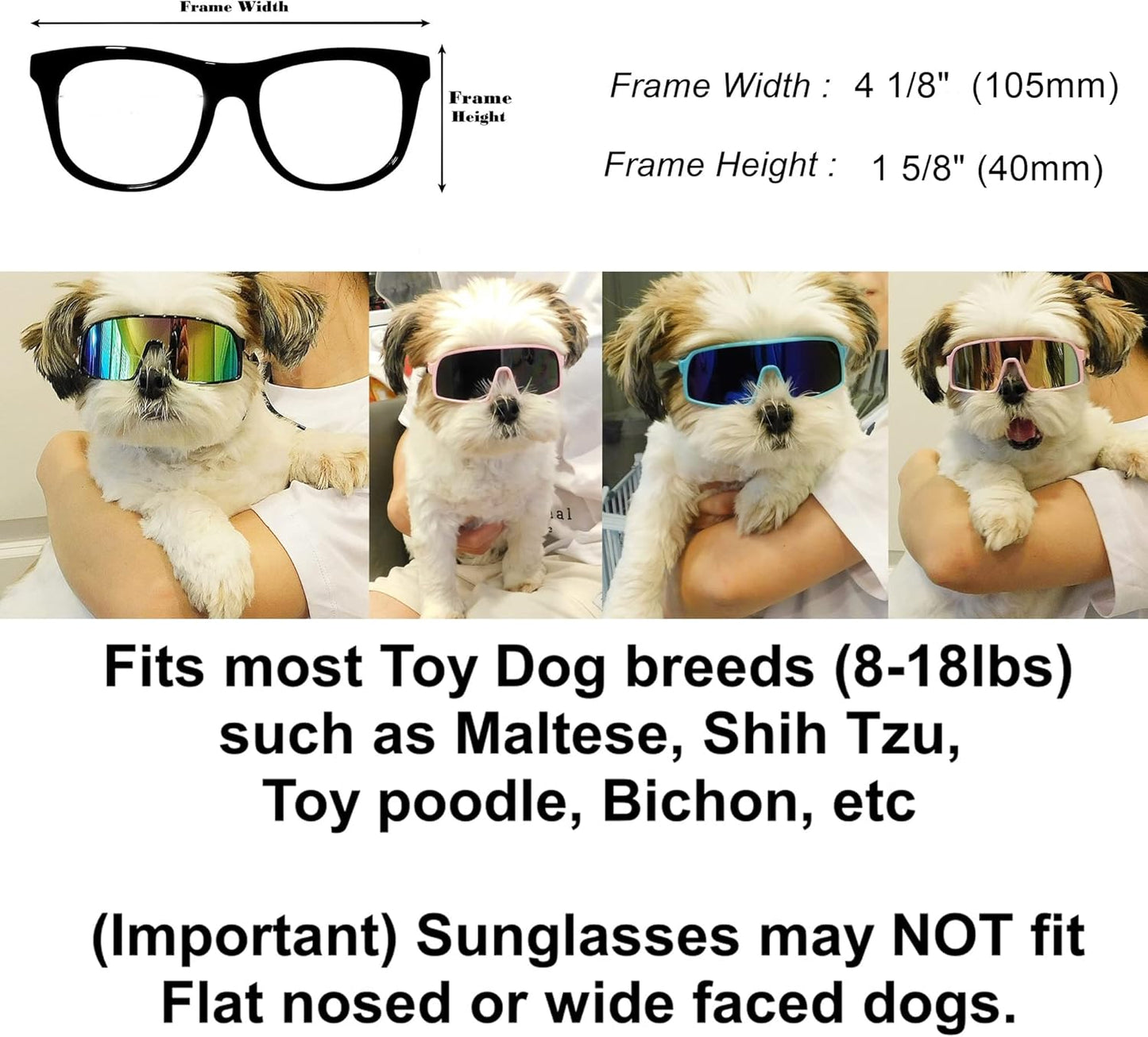 G029 Small Dog Breed 8-18lbs Pet Puppy Cat Sports Turbo Sunglasses (Sport Turbo Black-Rainbow Mirror)