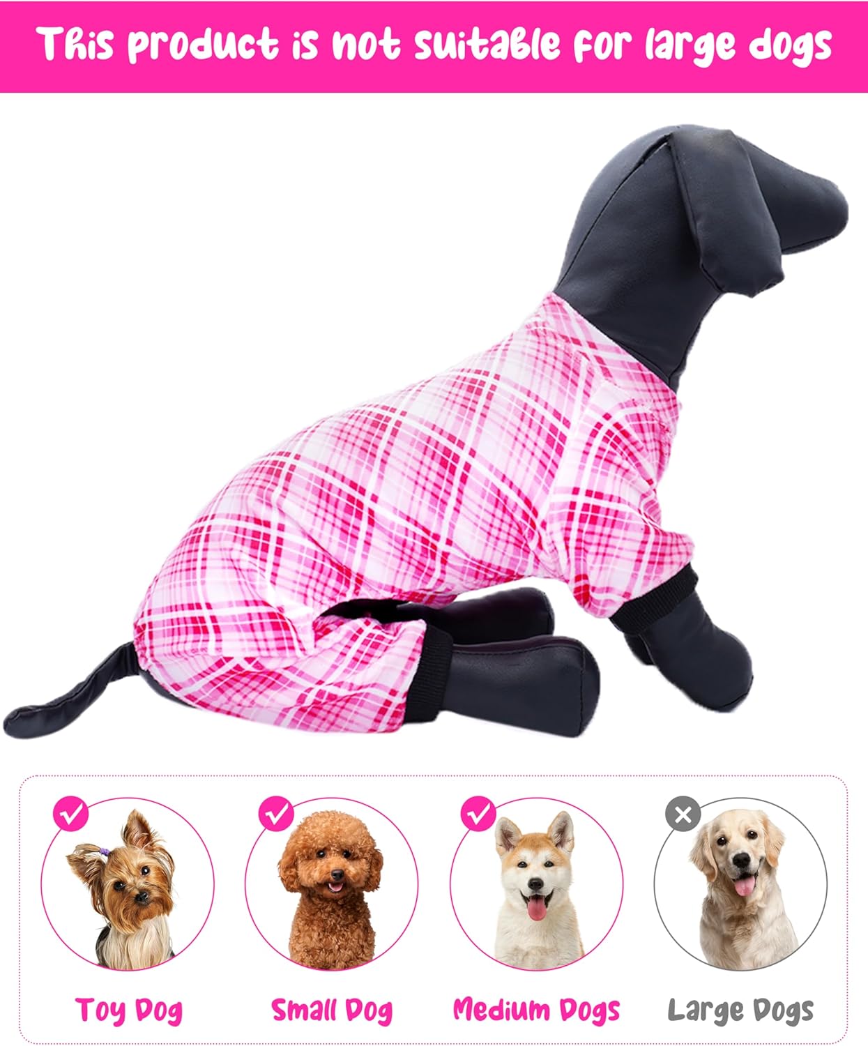 PET SHOW 4 Pack Small Dog Pajamas Cute Paw Bone Clothes for Medium Dogs Soft Stretchy PJs Plaid Jumpsuit Puppy Floral Fruits Onesies Outfits with Sleeve Pets Dachshund Costume(XXL, Pink for Girls)
