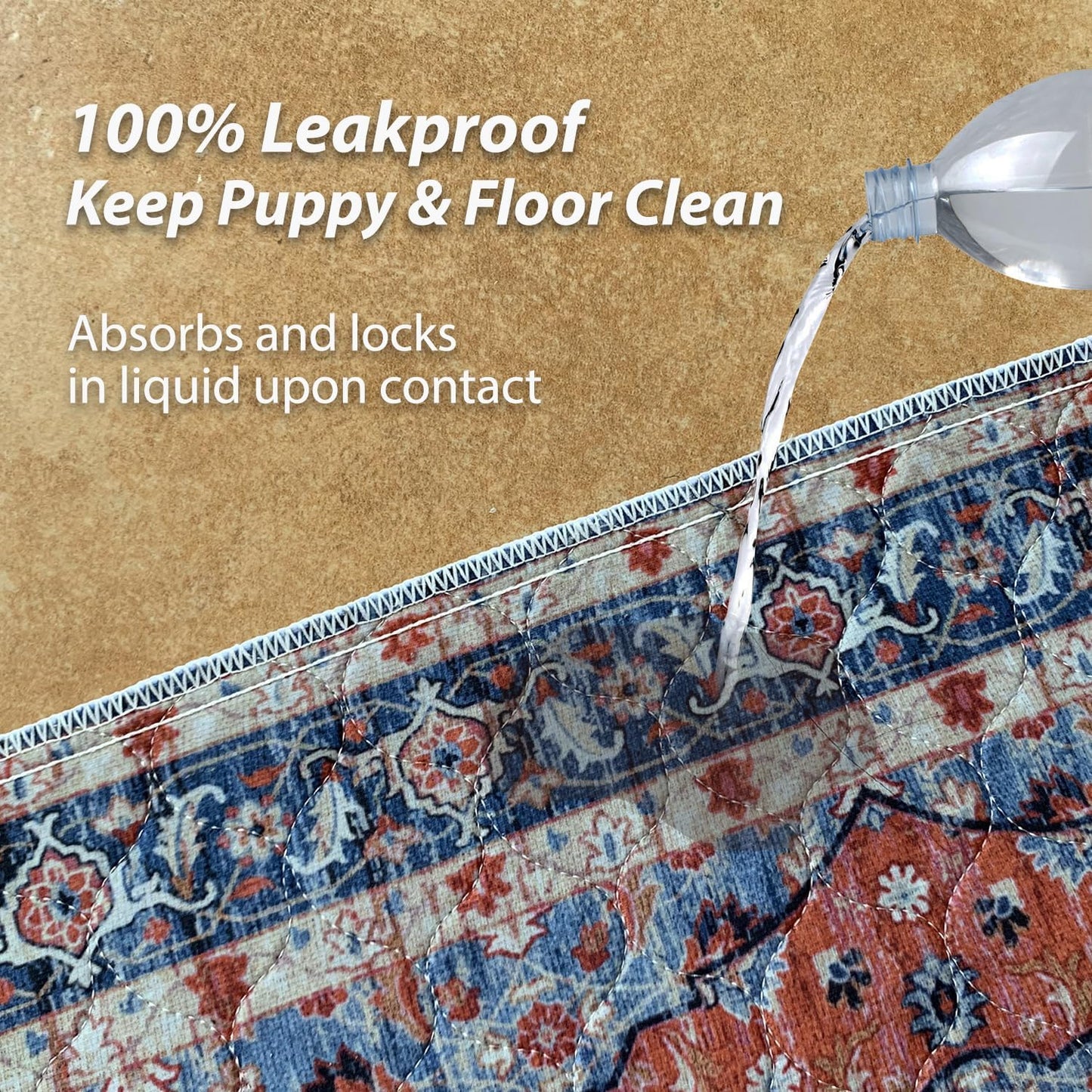 nunubaby Washable Pee Pads for Dogs, Stylish, Non-Slip and Leak-Proof Pee Pads. Reusable Potty Pads for Dogs for Crates and Floors.(Red/Floral, 24" x36")