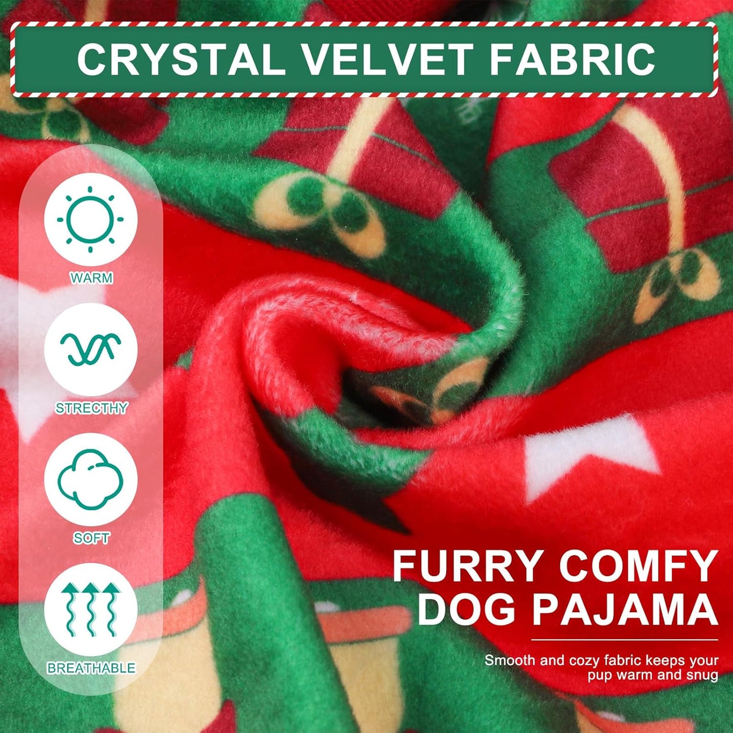 BEAUTYZOO Dog Christmas Pajamas Large Sized Dog, Christmas Doggie Pajamas for Boys Girls, Soft Fleece Cotton Puppy Pjs Jammies Onesies for Men Women, Pet Jumpsuit Body Suit Apparel Clothes, Red XXL