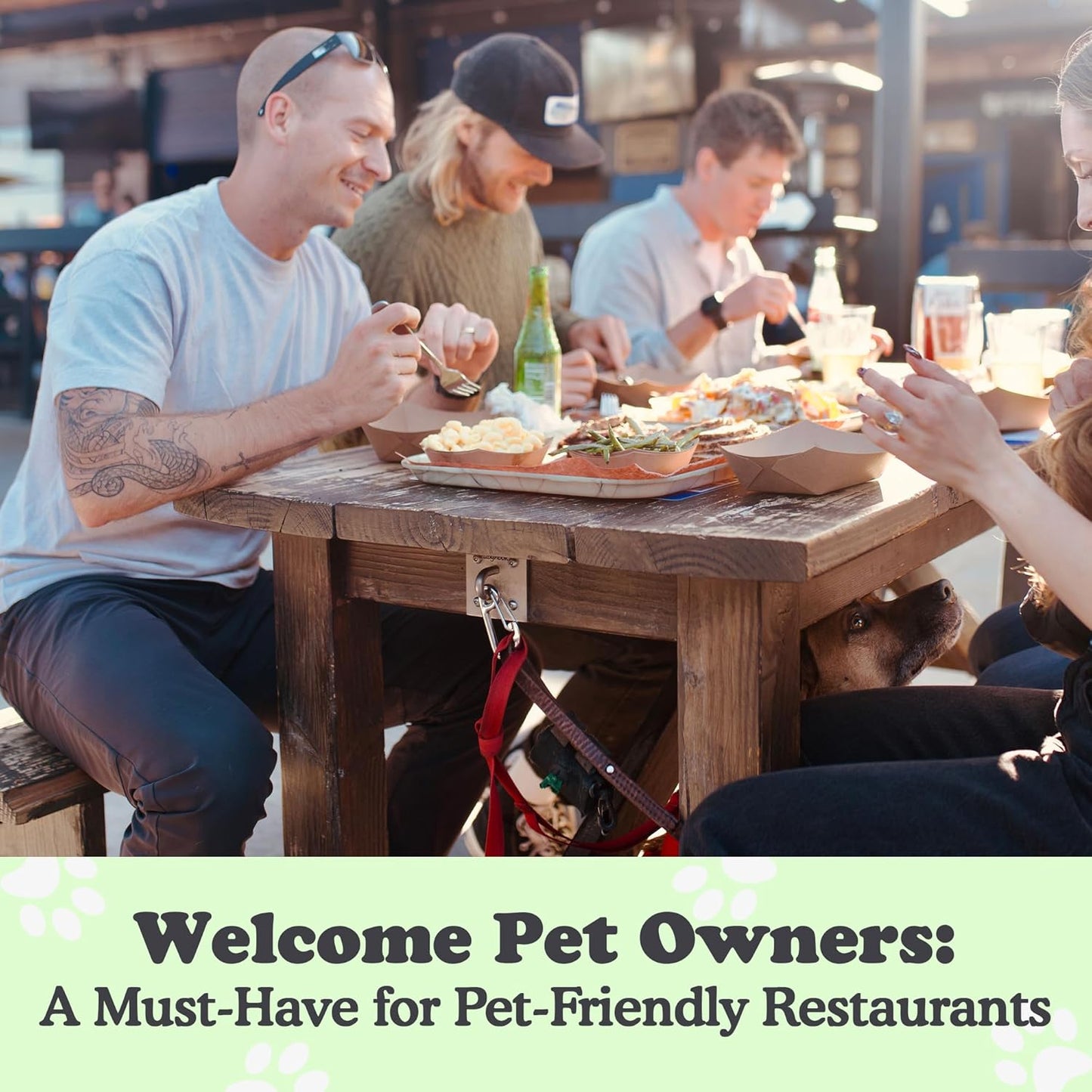 Canine Hitch- Secure Dog Leash Parking Indoor- Outdoor Wall Hook with EZ Clip - Tie Out Stainless Steel - Practical Lead Management for Home & Business