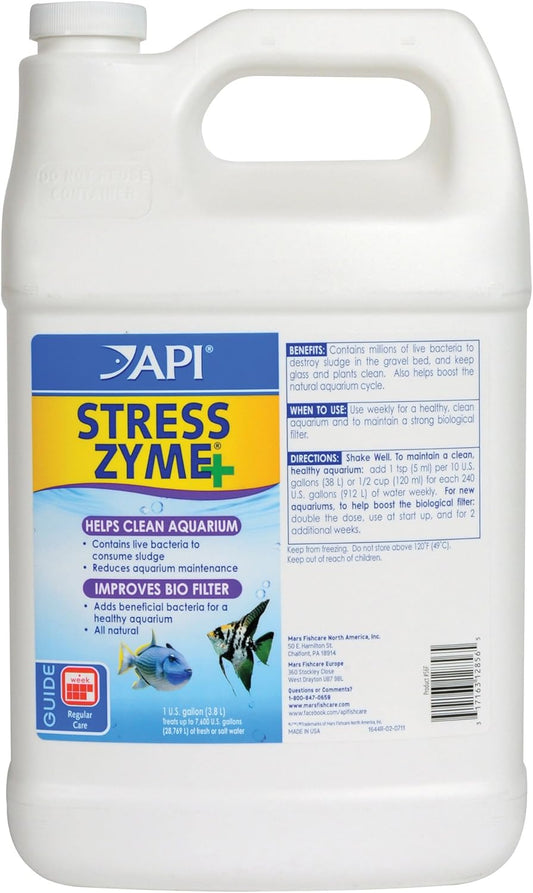 API Stress Zyme Freshwater and Saltwater Aquarium Cleaning Solution 1-Gallon Bottle