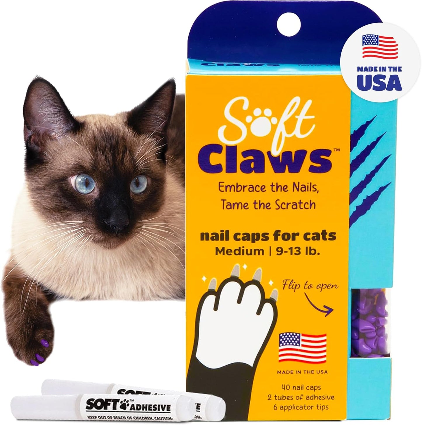 Soft Claws Safe Scratch-Free Solution for Cats - CLS (Cleat Lock System), Size: Medium, Color: Purple
