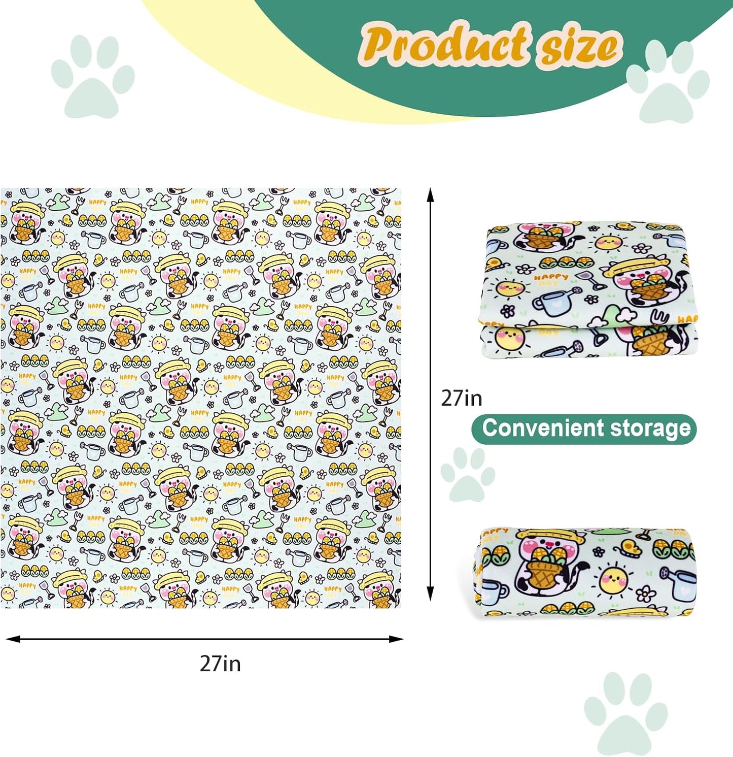 Cat Wrap for Cutting Nails and Grooming(27"x27"),Cat Restraint Wrap for Nail Clipping, Self-Adhesive Fabric Cat Swaddle Burrito Wrap for Nail Trimming (Cow Style)