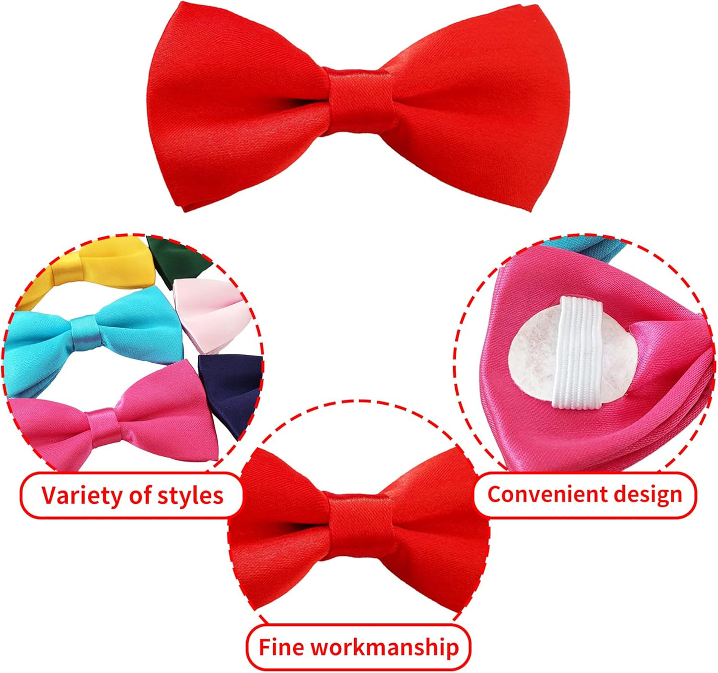 PET SHOW 12 Colors Plain Small Dogs Collar Embellishment Attachment Bow Ties Puppies Cats Collar Charms Accessories Slides Bowties for Birthday Wedding Parties Assorted Pack of 12