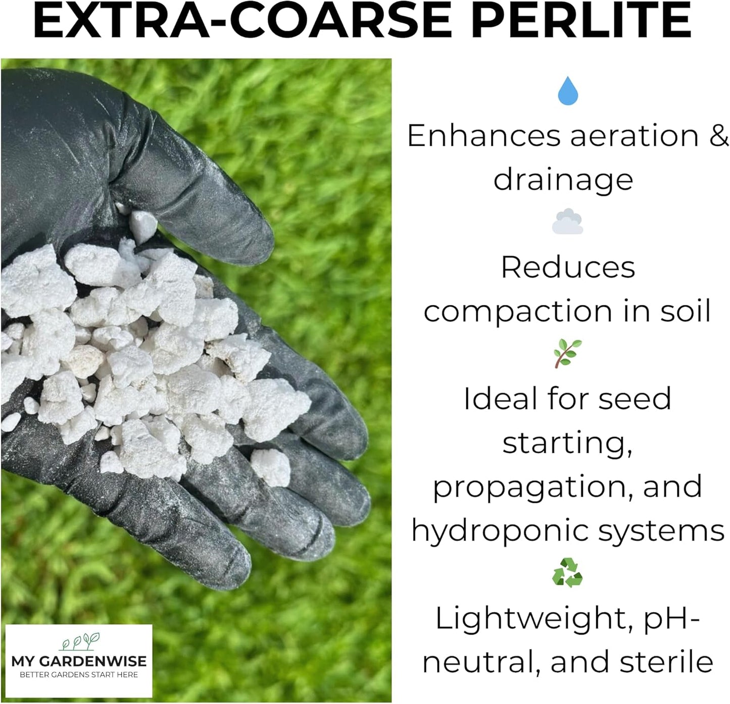 Perlite for Plants, Extra Coarse Grade 4 Horticultural Perlite, Organic Perlite for Gardening Indoor & Outdoor, 4 Cubic Feet, Made in USA (1 Quart)