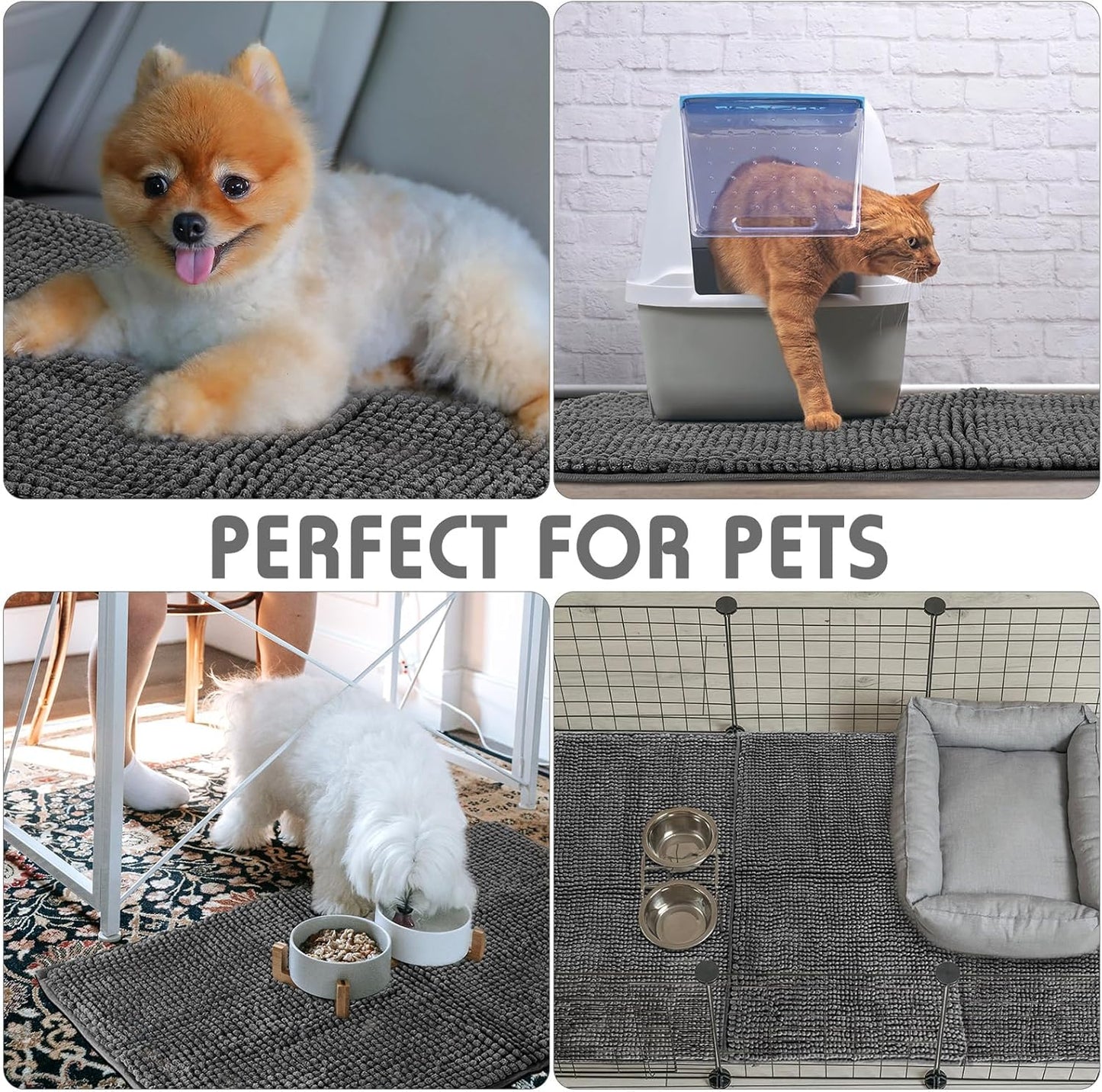 Amylove 4 Pcs Guinea Pig Cage Liner Guinea Pig Bedding Washable Fleece Pee Pads Reusable Small Animals Training Mat Small Animal Sleeping Bed for Bunny Hamster(Dark Gray,47 x 24 Inch)