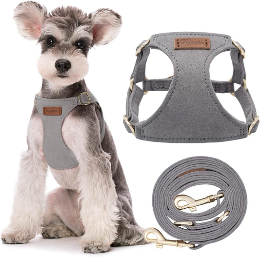 Puppytie No Pull Dog Harness with Multifunction Dog Leash,Soft Adjustable No Choke Escape Proof Pet Harness Vest for Medium Dogs or Large Dogs,Silver Grey,M