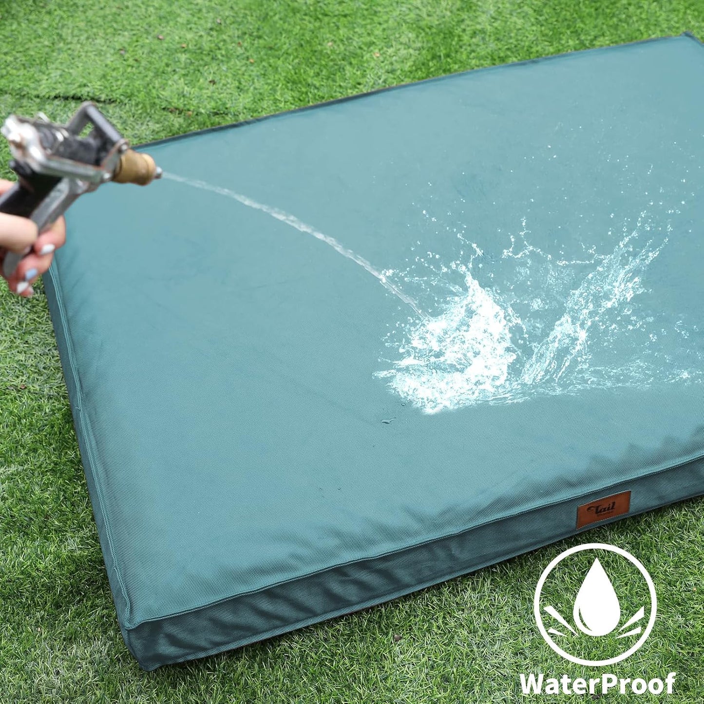 Outdoor Extra Large Dog Bed for Big Dogs, Waterproof Dog Bed for Large Dogs, Egg Crate Foam XL Pet Bed with Removable Washable Oxford Cooling Cover, Light Blue