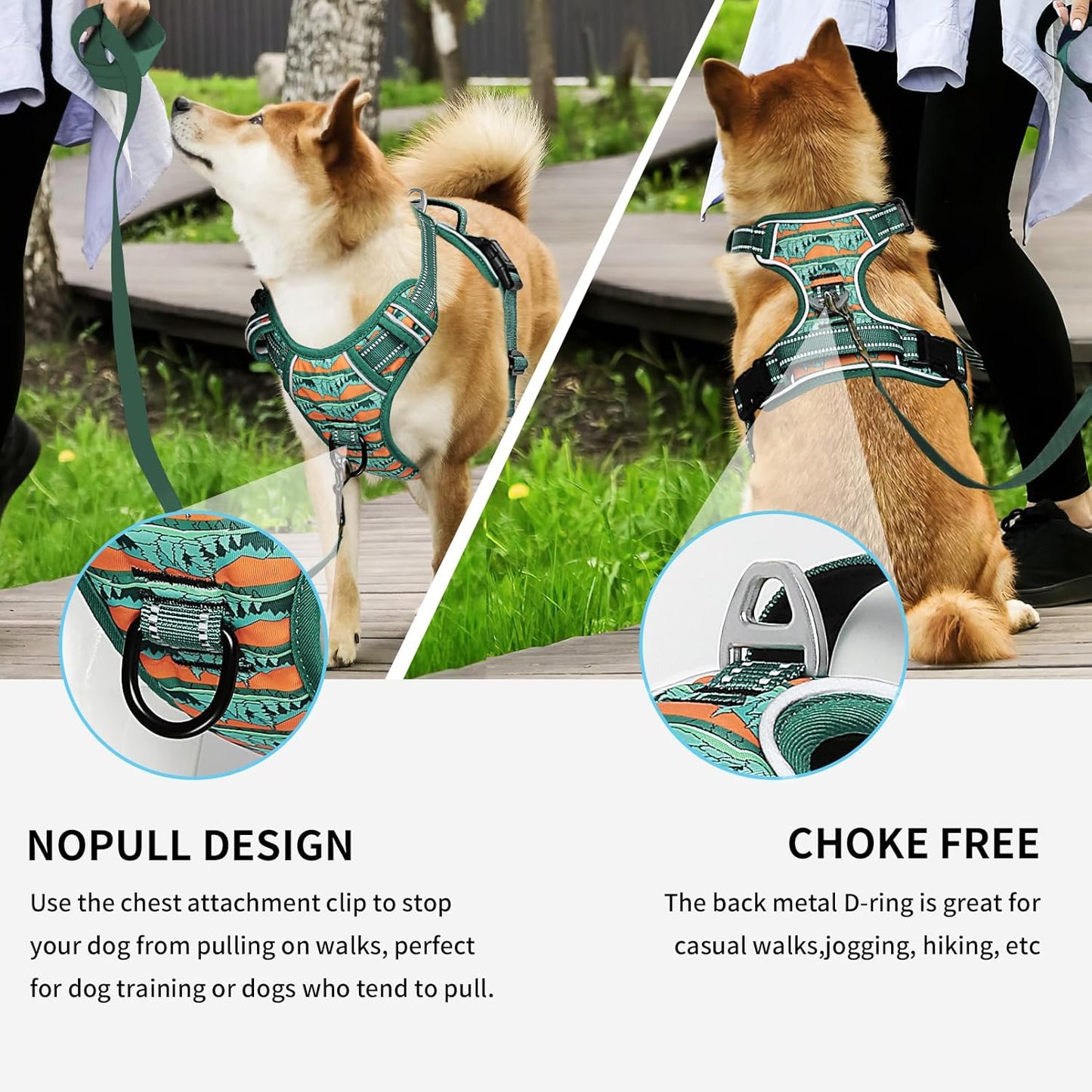 Timos No Pull Dog Harness,No Choke Front Clip Dog Reflective Harness,Adjustable Soft Padded Pet Vest with Easy Control Handle for Small Dogs,Wilderness,S