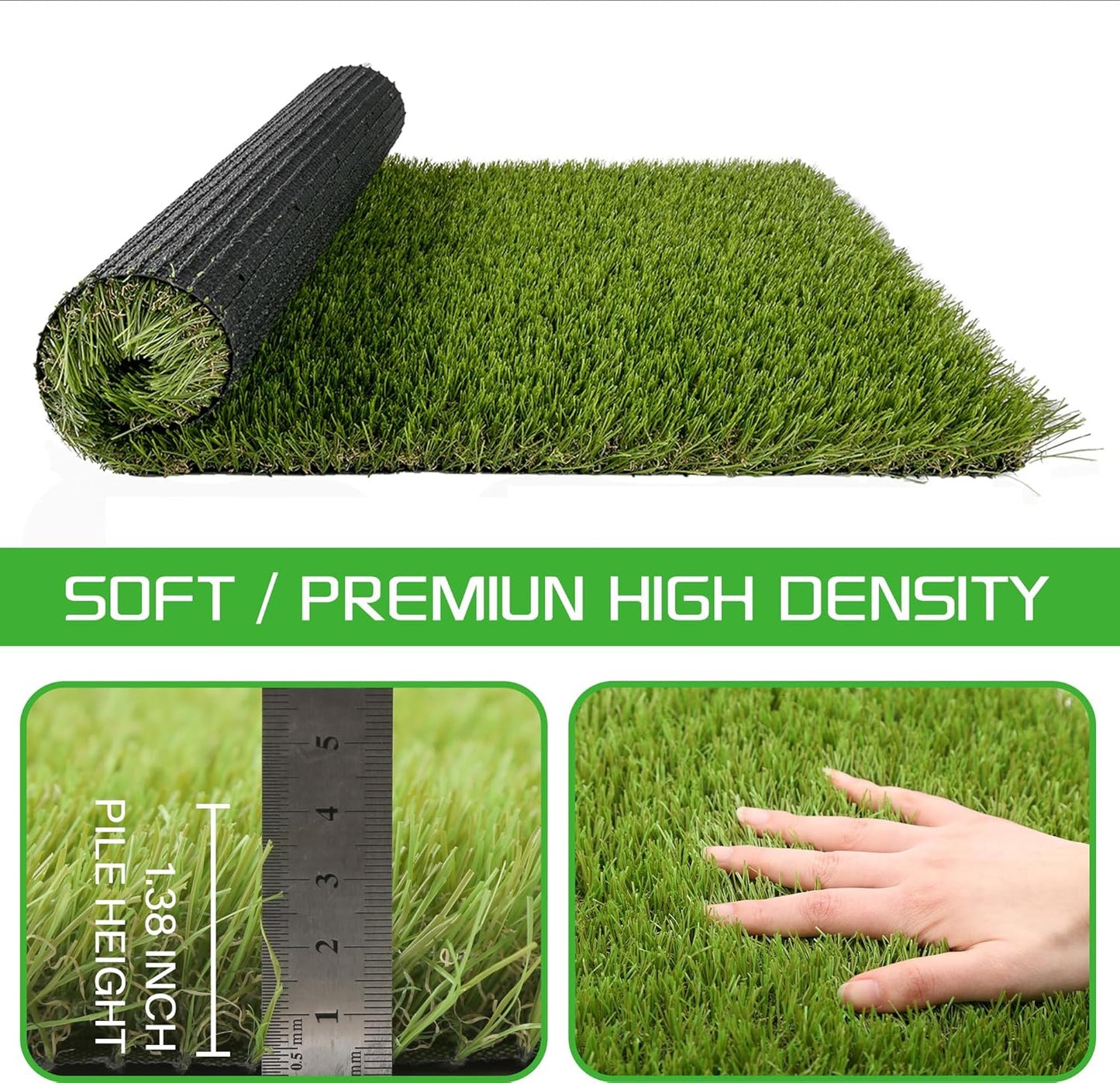 Artificial Grass Turf for Dogs - 6.5 ft x 13 ft, 1.38 inch Fake Grass Pee Pad for Puppy Potty Training - Indoor/Outdoor Patio Dog Wee Pad