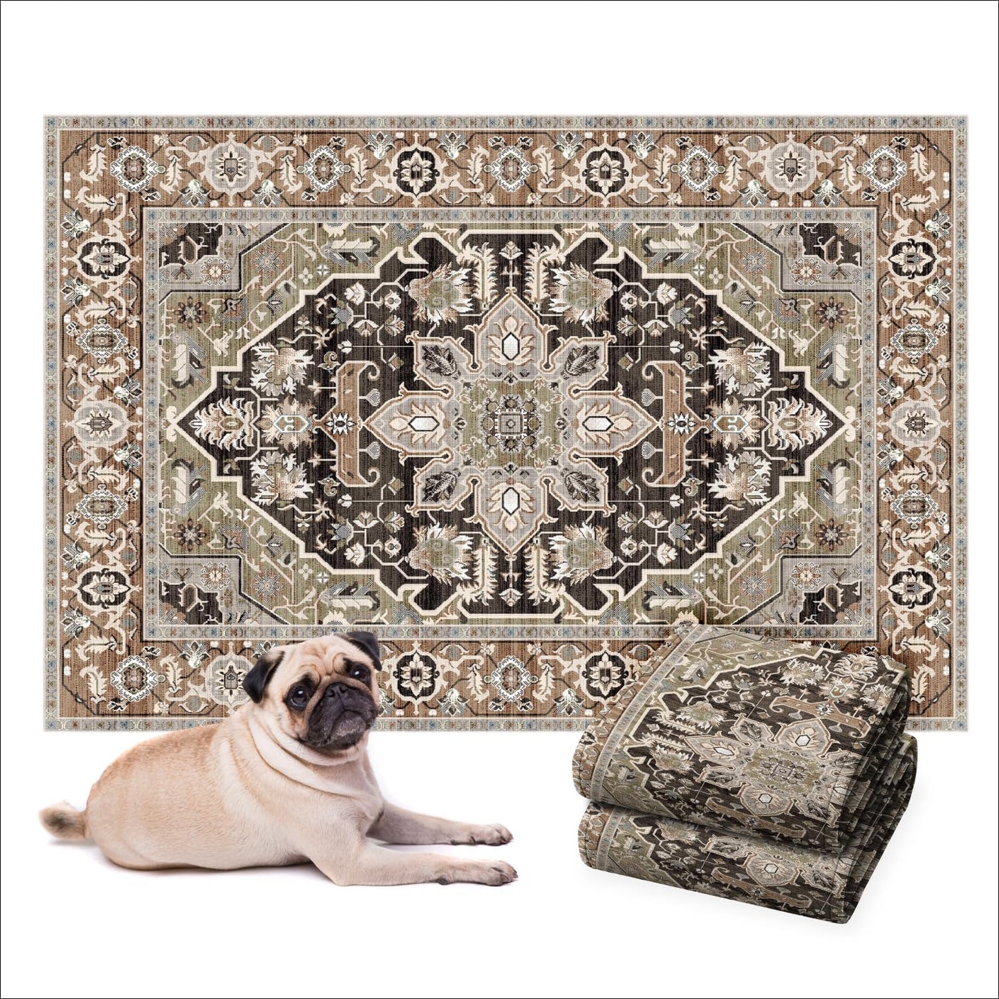 LOVEWAG Washable Dog Pee Pads, 24" x 16", Waterproof, Non-Slip, Super Absorbent, Reusable Machine-Washable, 2-Pack (Sage Forest)