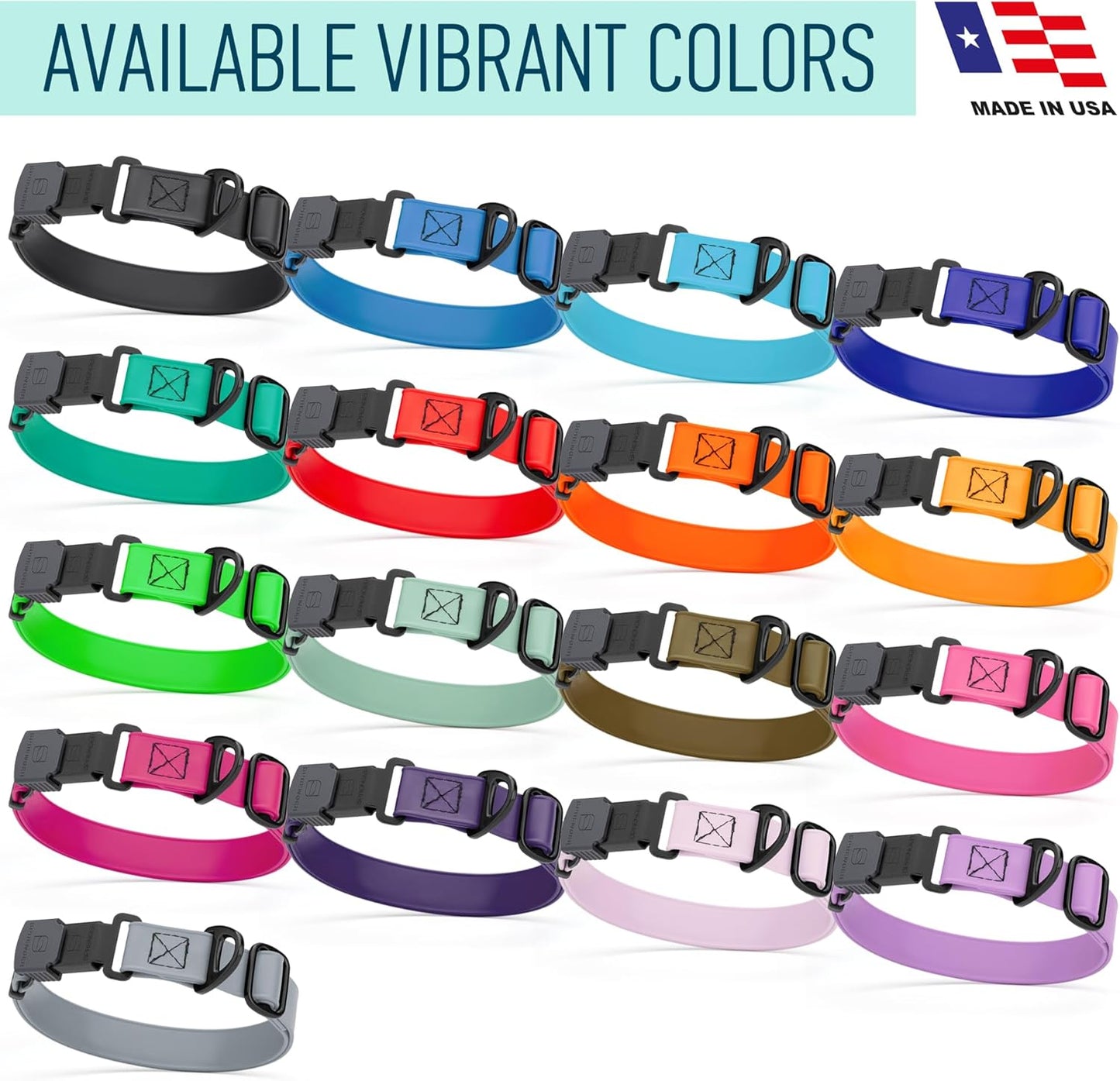 Dogline Biothane Waterproof Dog Collar with Herm Sprenger Stainless Steel Quick Release Buckle – Heavy Duty Tactical Durable Collar for Dogs – Comfortable and Safe Pet Collar, W 3/4" L 12-19" Sky Blue