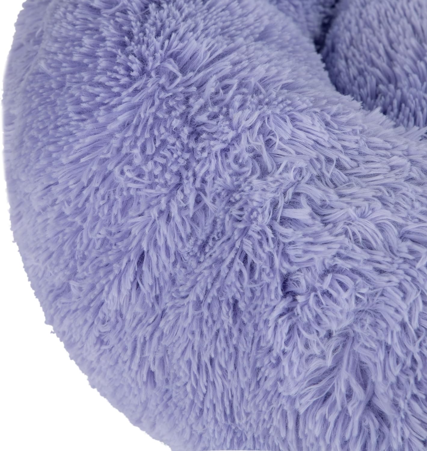 Best Pet Supplies Round Donut Dog Bed with Plush Faux Fur Fabric, Calming, Anti-Anxiety Cushion for Indoor Pets, Slip-Resistant Base, Soft Ergonomic Support - Lavender, 20x20x6''