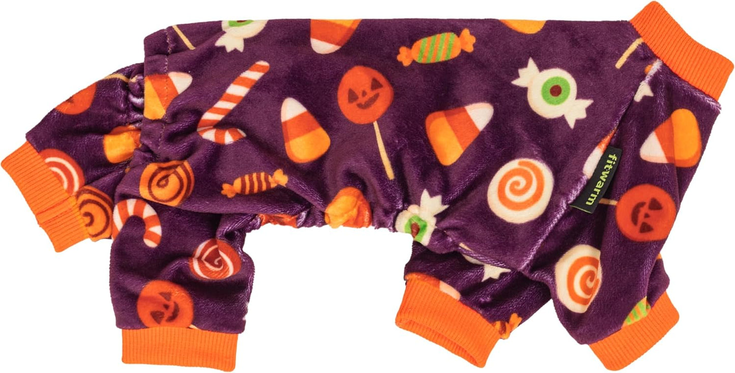 Fitwarm Halloween Candy Dog Pajamas, Funny Costumes for Small Dogs Boy Girl, Pet Outfit, Purple, Orange, XL