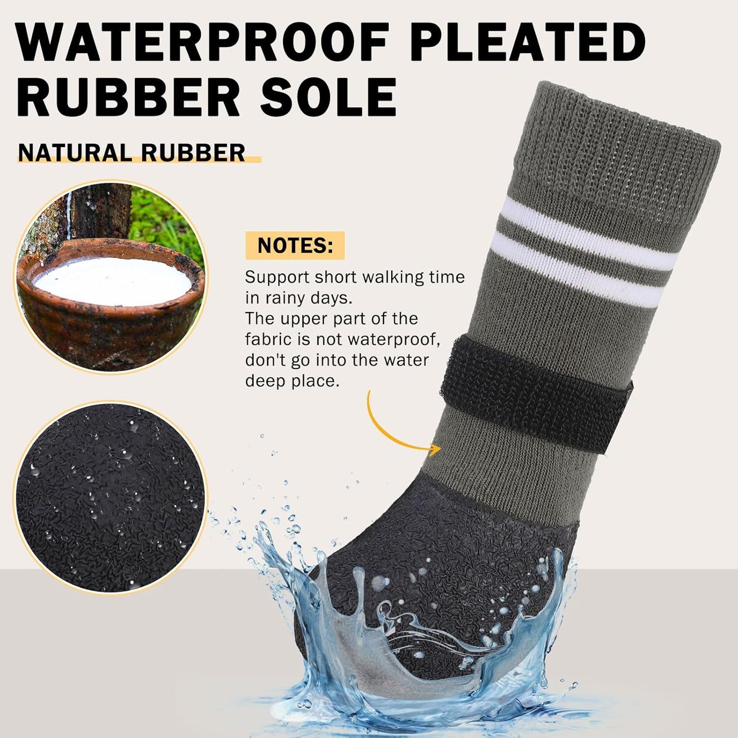 SCENEREAL Anti Slip Dog Boots & Paw Protectors for Hardwood Floor, Extended Dog Socks to Prevent Licking Paws, Waterproof Pet Snow Rain Shoe for Winter Large Senior Dogs, Grey XL