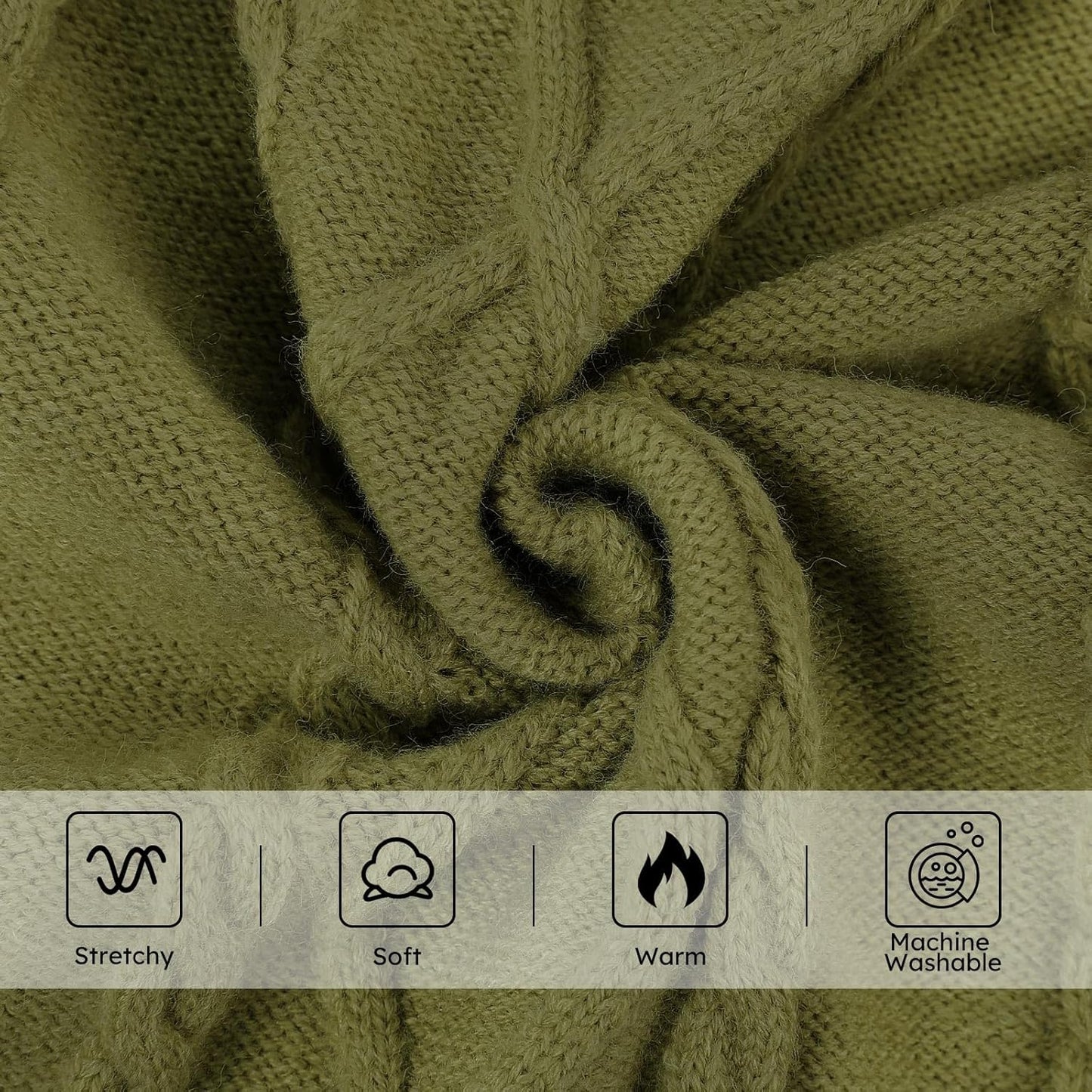 Queenmore Small Dog Pullover Sweater, Cold Weather Cable Knitwear, Classic Turtleneck Thick Warm Clothes for Chihuahua, Bulldog, Dachshund, Pugl,OliveGreen,XS