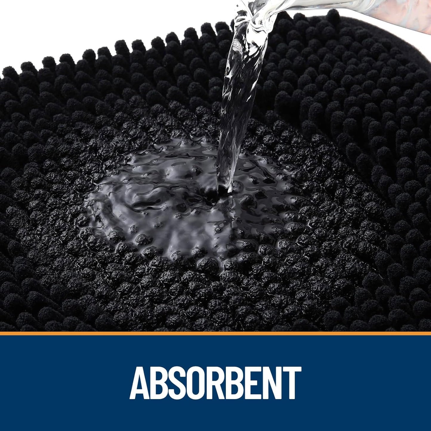 OLANLY Door Mat for Muddy Dog Paws 59x35, Ultra Absorbent Chenille Mud Doormat with Paw Print Design, Non-Slip Washable Doormat for Indoor Entryway, Quick-Dry Pet Bed Mats for Dirty Dogs, Black