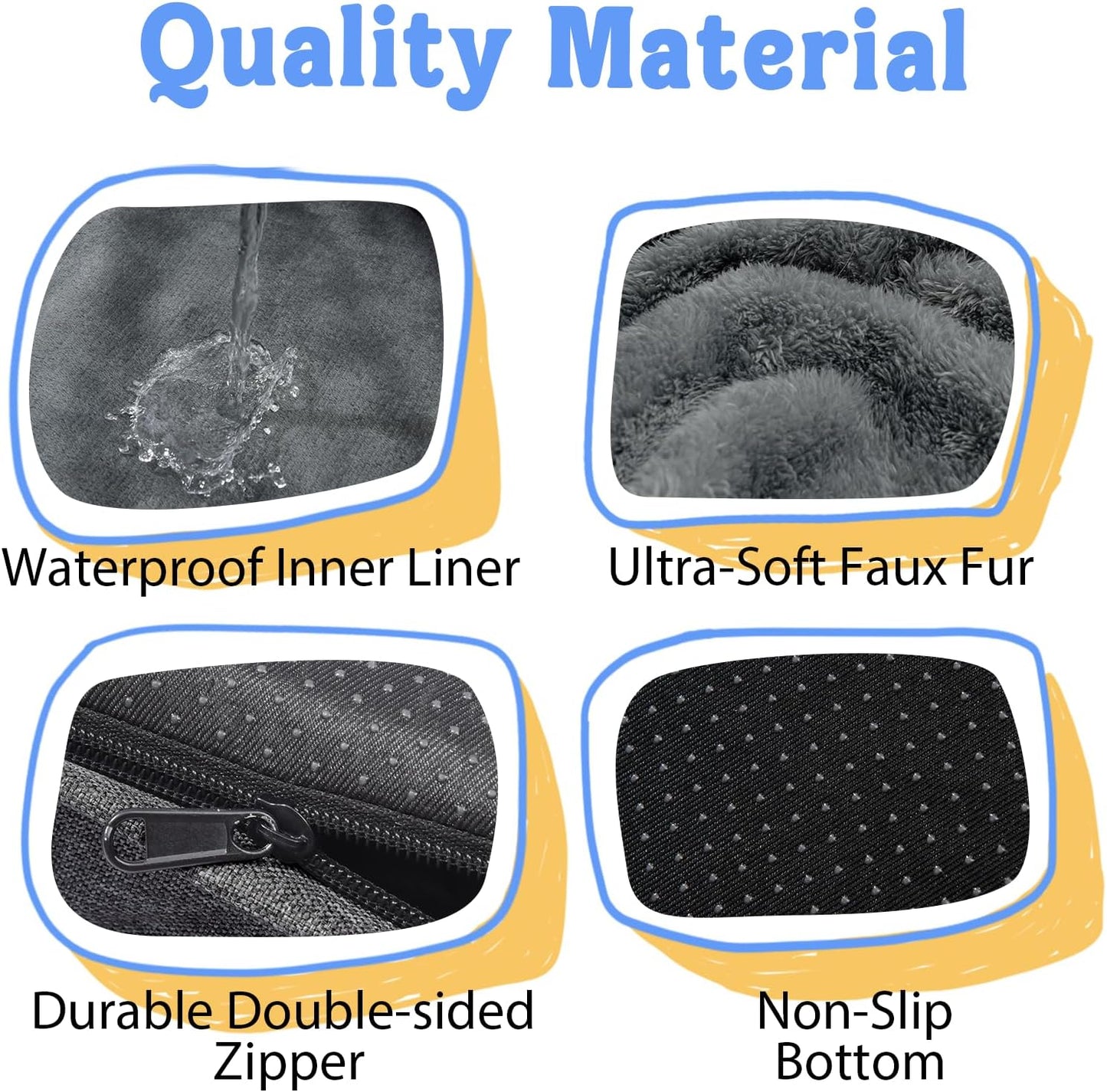 Washable Orthopedic Large Dog Bed - Removable Orthopedic Foam Dogs Beds with Bolsters Waterproof Large Dog Bed and Non-Slip Bottom Extra Large Dogs Beds Sofa
