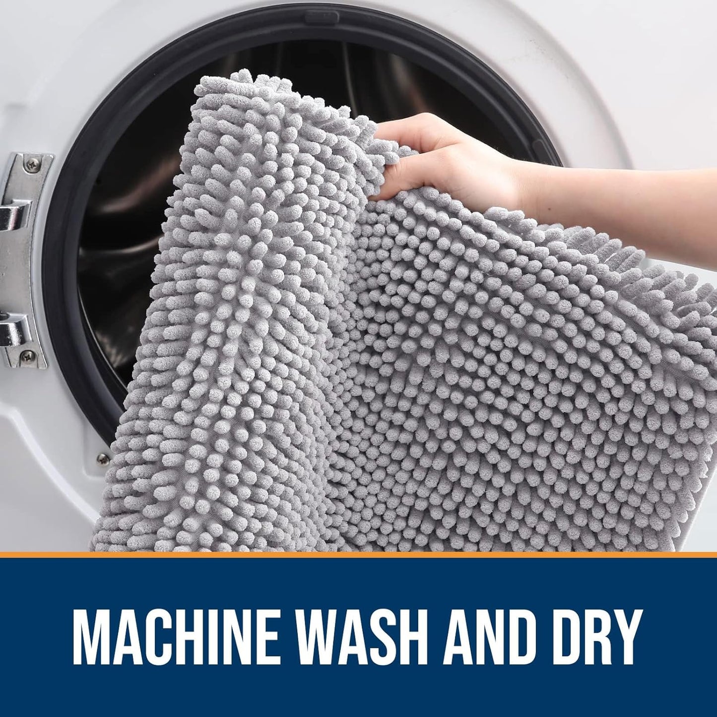 OLANLY Dog Door Mat for Muddy Paws 70x24, Absorbs Moisture and Dirt, Absorbent Non-Slip Washable Doormat, Quick Dry Chenille Mud Mat for Dogs, Entry Indoor Entryway Carpet for Inside Floor, Light Grey