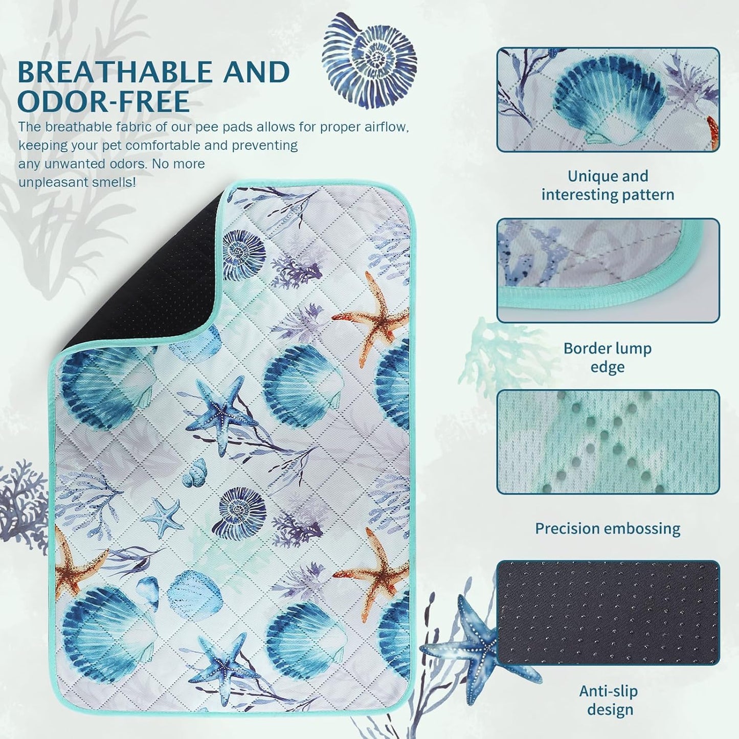 IEUUMLER Washable Pee Pads for Dogs, 2 Pack Reusable Waterproof Puppy Pads, Non-Slip Super Absorbent Dog Training Pad for Playpen Crate Bed EU012