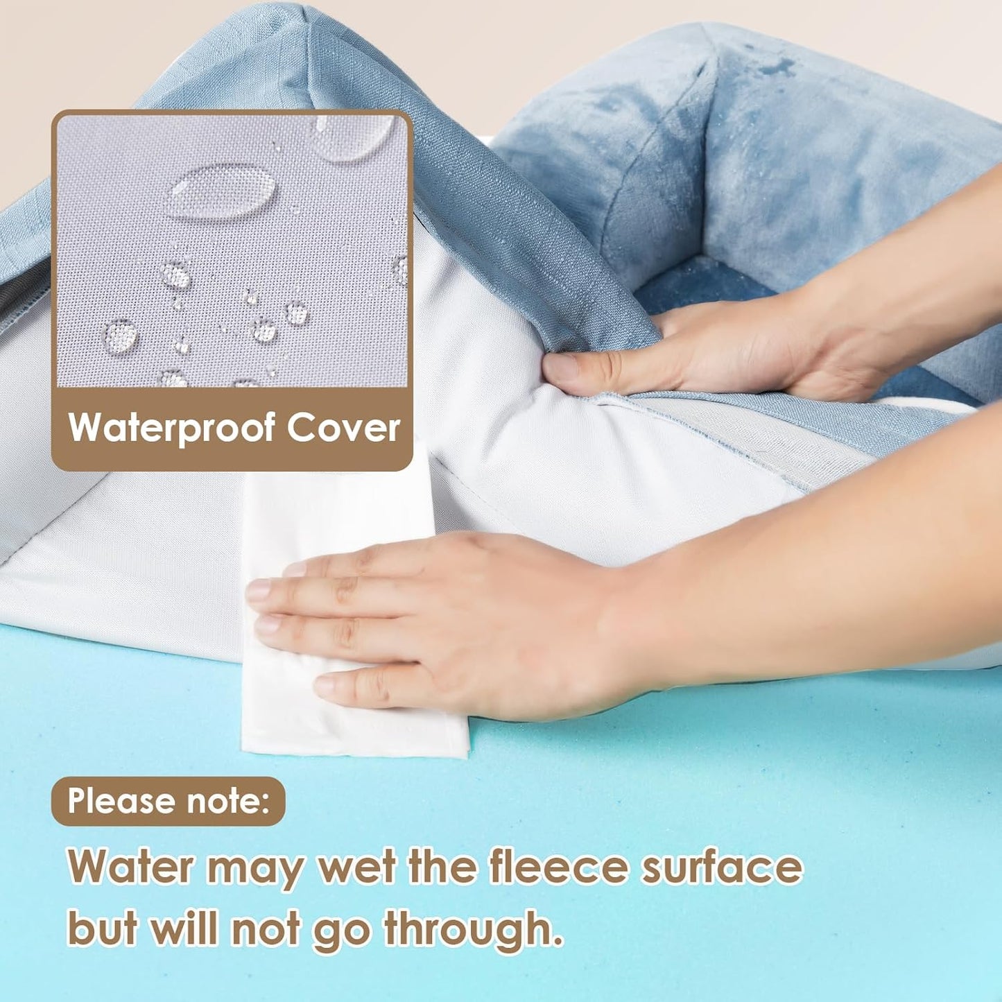 EHEYCIGA Orthopedic XL Dog Beds, Waterproof Memory Foam Dog Bed for Extra Large Dogs, Non-Slip Bottom and Egg-Crate Foam Big Pet Couch Bed with Washable Removable Cover, Washed Blue