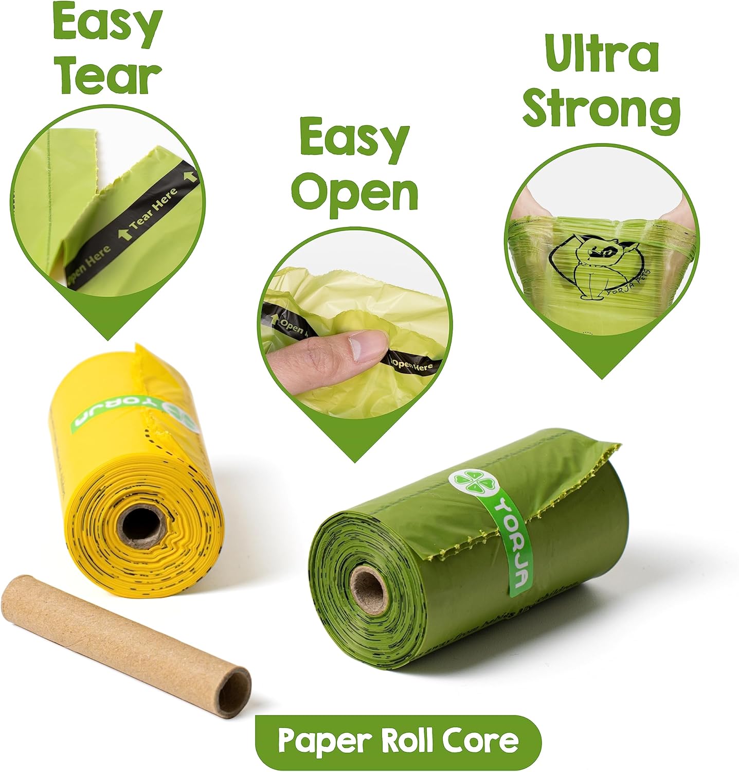 YORJA Dog Poop Bags Rolls, 360 Pet Waste Bags, 100% Leak Proof Extra Thick and Strong Corn Starch Blend