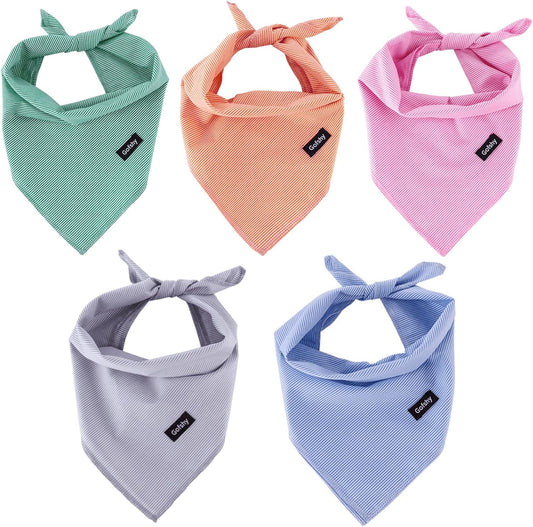 Small Dog Bandanas-5PCS DIY Bandanas Green Orange Pink Blue Gray Dog Scarfs Breed Bib Handkerchief for Small XS Dogs Puppies Pets Cats