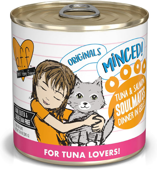 Weruva BFF Minced Natural Wet Cat Food, Tuna and Salmon Soulmates in Gelee, 10oz Can, Pack of 12