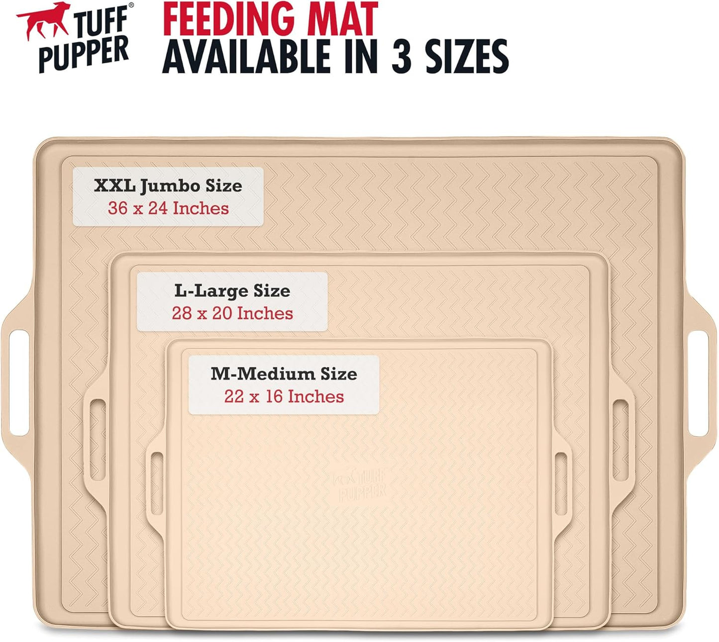 Tuff Pupper 22x16 Medium Dog Feeding Mat for Food and Water | Dog Feeding Mats for Floors | Waterproof Puppy Water Bowl Mat | Dogs Placemats Pet Food Tray | Silicone Eating Mats for Cats and Cat Bowls