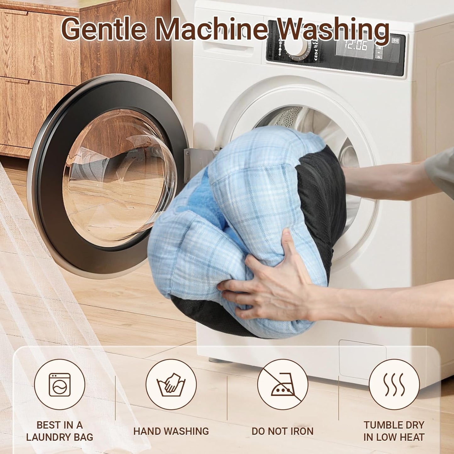 MIHIKK Rectangle Dog Beds for Small Dogs & Cats, Orthopedic Sleeping Pet Bed for Couch with Durable Puppy Cuddler and Anti-Slip Bottom Machine Washable 20 * 18 Inch (Blue)