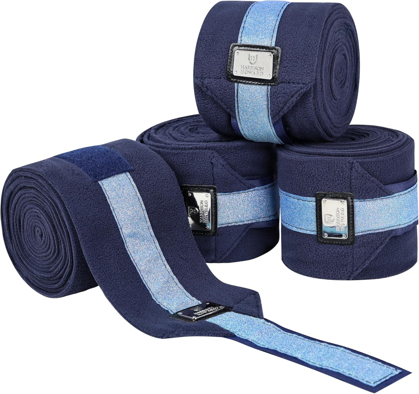 Harrison Howard Horse Polo Wraps Upgrade with Bling Leg Wraps for Horses 4-Pack Fleece Leg Wraps Stable Supplies Navy M