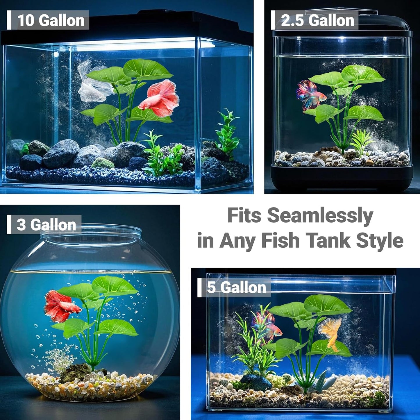 Aquarium Decor Fish Tank Plant Decorations 6-in Betta Leaf Hammock, Artificial Silk Aquarium Plants Realistic for Betta Fish Tank Accessories, Goldfish, Reptile Plants Decor Driftwood