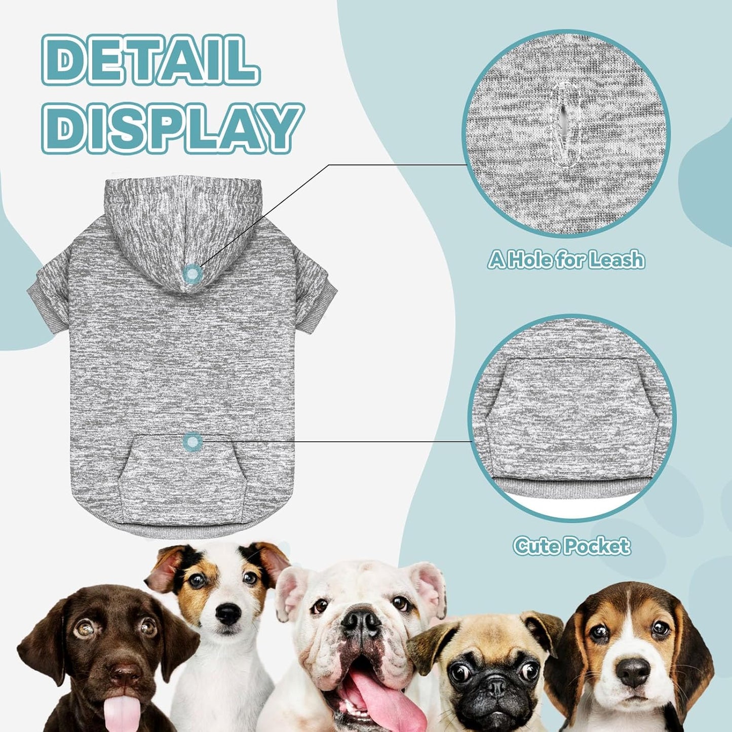 Dog Sweaters for Large Dogs Hoodie Fleece Dog Sweater Soft Clothes Sweatshirt with Pocket Hoodie for Large Dogs(Grey&XXL)