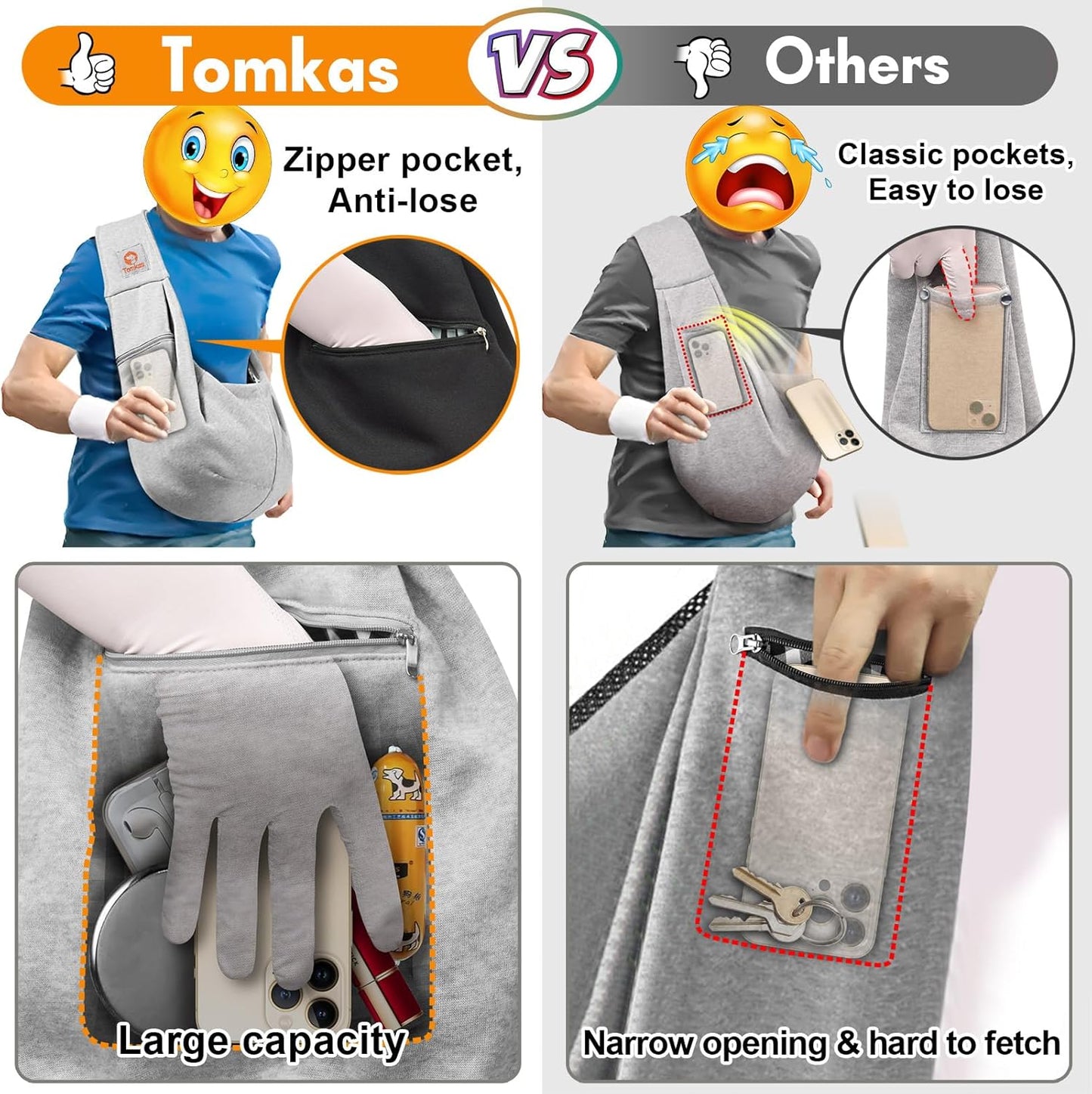 Tomkas Dog Sling Carrier for Small Dogs Puppy Carrier for Small Dogs (Grey, for Pets Weight 2-7 lbs)