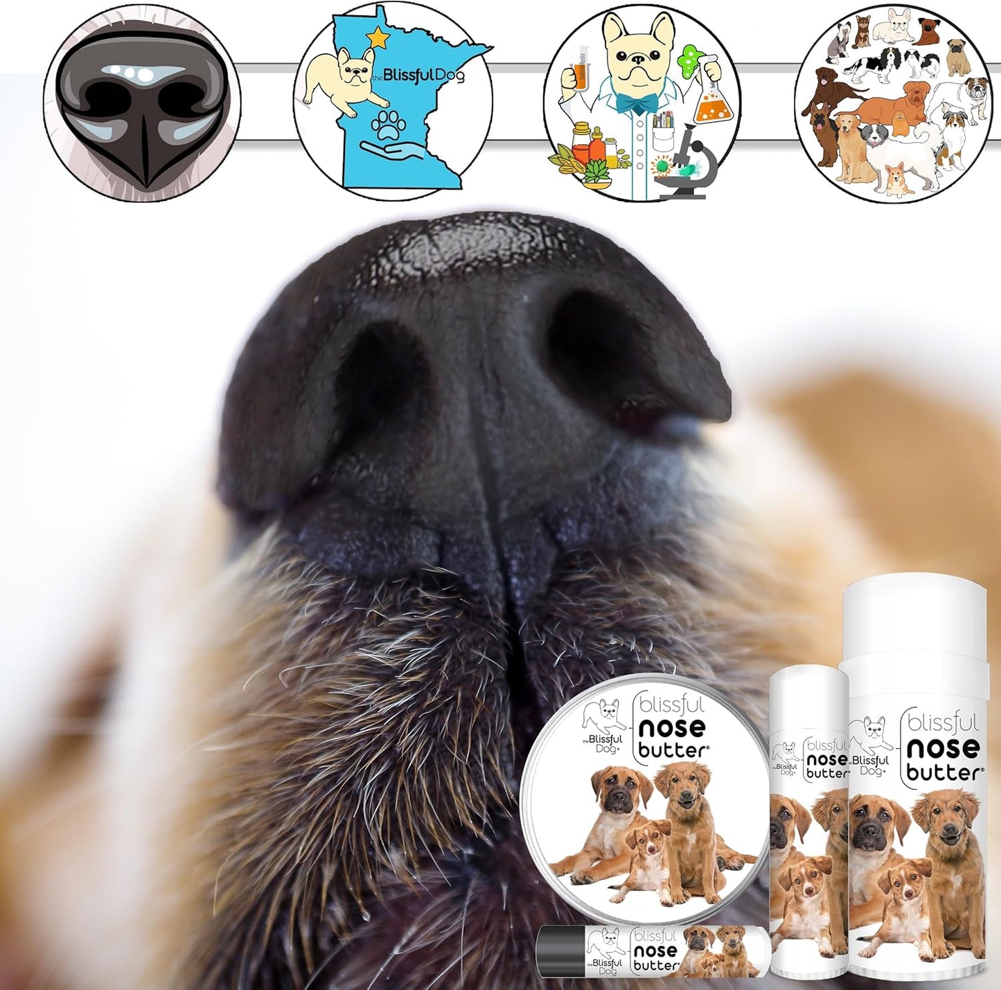 3 Cute Puppies Unscented Nose Butter - Dog Nose Butter, 0.50 Ounce