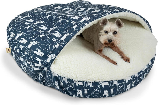 Snoozer Luxury Cozy Cave Pet Bed, Wag Collection, Small - Pedigree Denim