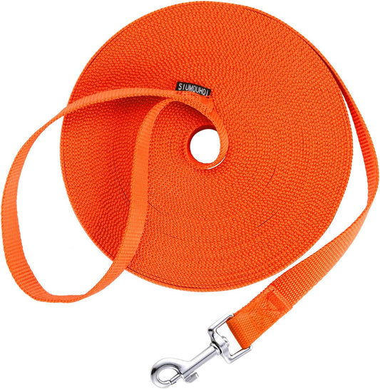Siumouhoi Dog/Puppy Obedience Recall Training Agility Lead - 15ft 20ft 30ft 40ft 50ft Training Leash - Great for Play, Camping, or Backyard - Orange 50ft