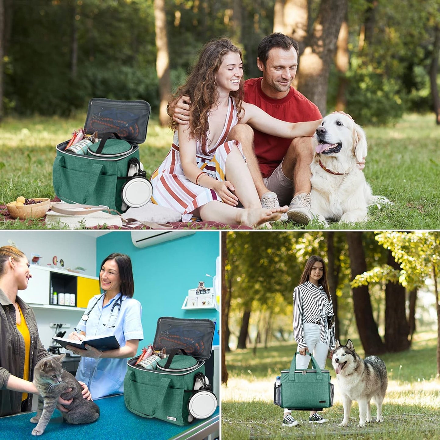 BAGLHER Dog Travel Bag Backpack Pet Supplies Backpack Pet Accessories Storage Bag 5-Piece Set with Shoulder Strap 2 Lined Pet Food Containers 4 Foldable Feeding Bowls Essential Kit for Pet Travel