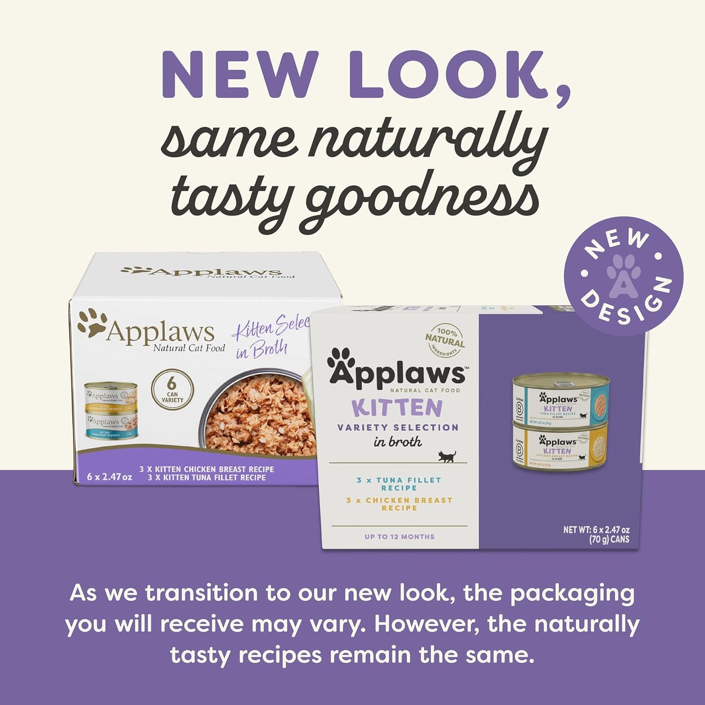 Applaws Natural Wet Kitten Food in Broth, Limited Ingredient, No Additives, Kitten Food Variety Pack in Broth (6 x 2.47oz Cans)