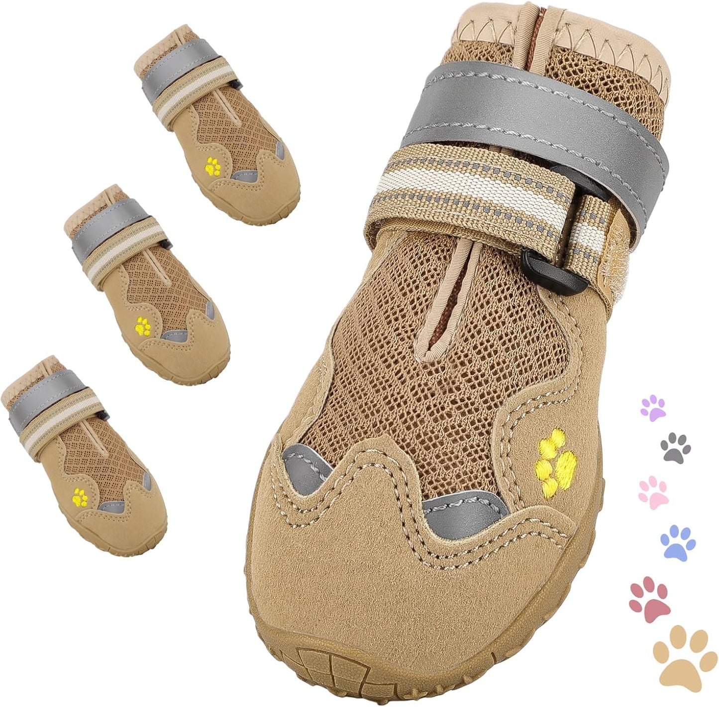 Dog Shoes for Large Medium Small Dog, Mesh Breathable Dog Shoes for Hot Pavement, Anti-Slip Dogs Boots Paw Protectors with Reflective for Outdoor Walking Indoor Hardfloors (Size 6)