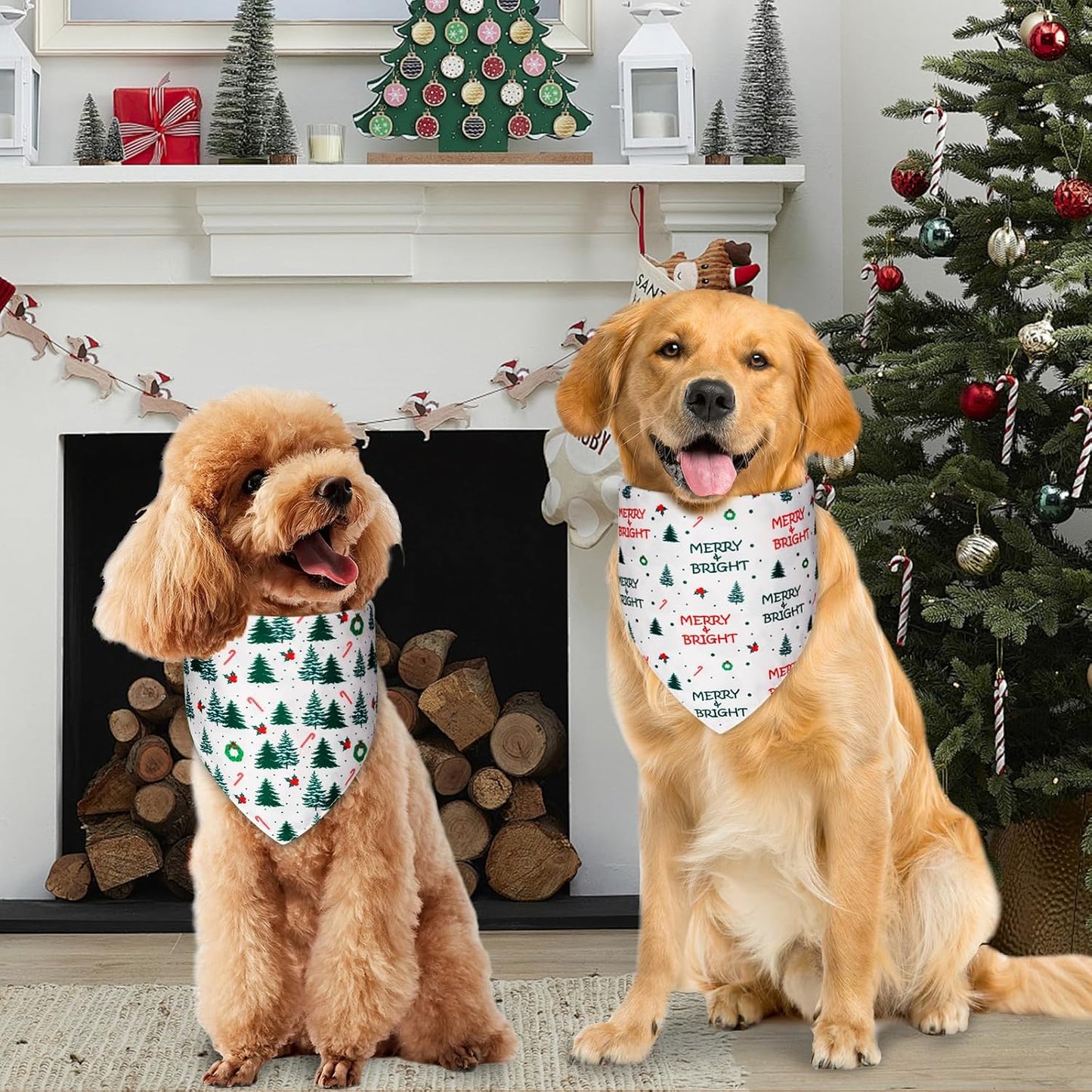 Christmas Dog Bandanas Small 3PCS, 6 Pattern Holiday Scarf for Boy and Girl, Triangle Reversible Bibs Breed for Puppy Pets