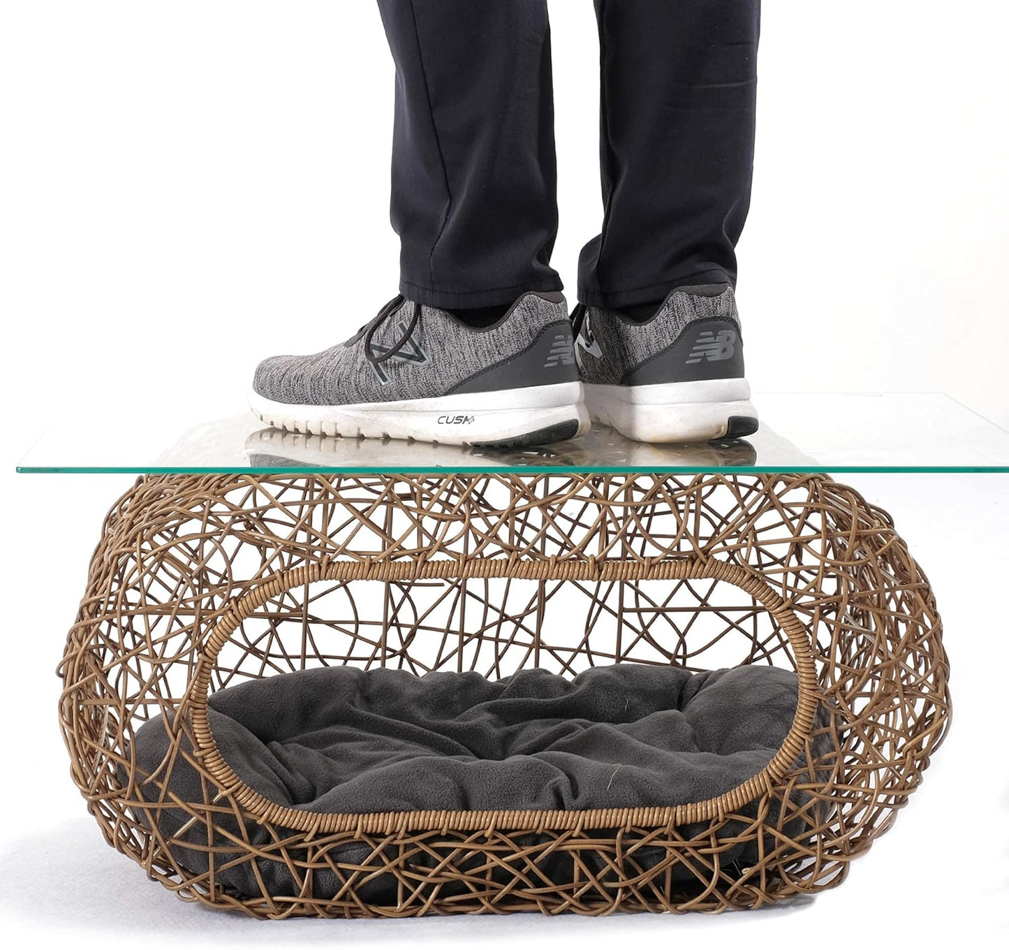 Fun Stackable Cat Condo for Indoor Cats - Interactive Play Faux Rattan Cat House for Indoor Cats Kitty, Pet Friendly Top/Side House Entry, Cat Bed Enclosed