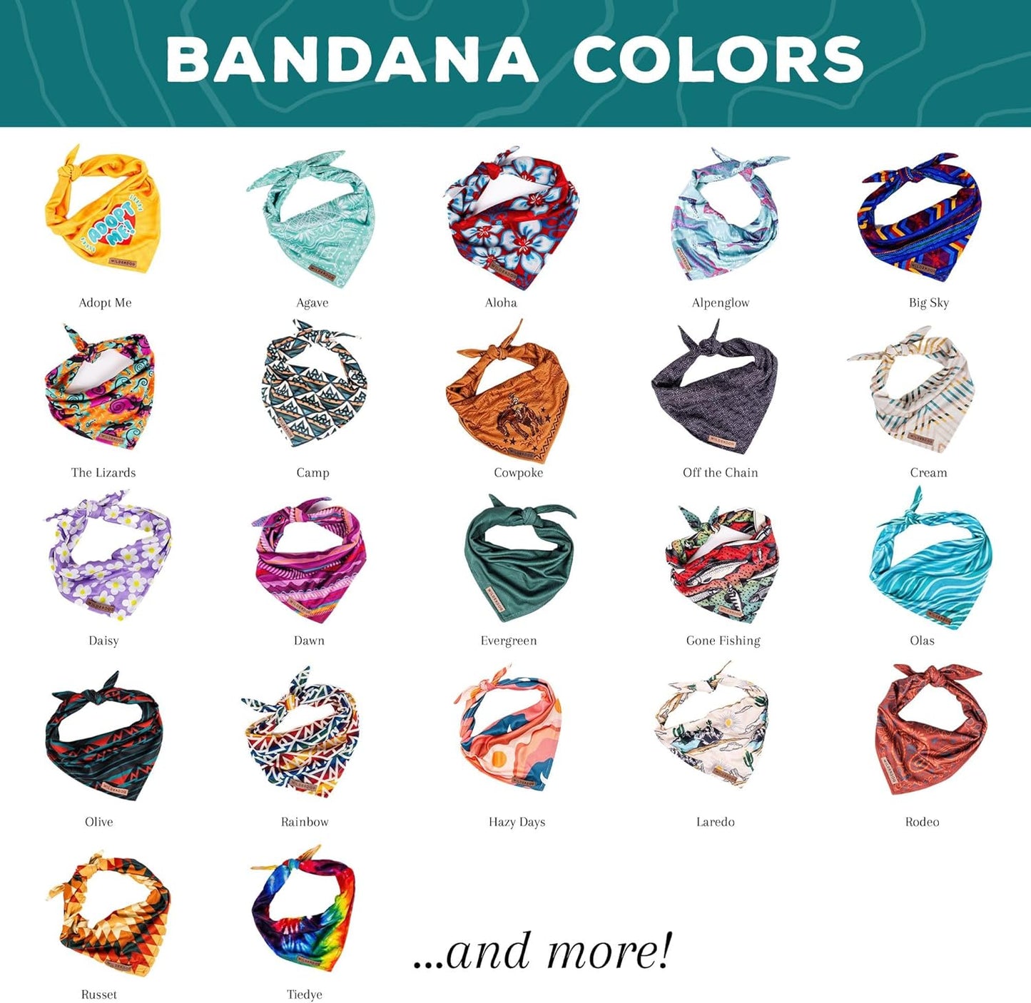 Wilderdog Dog Bandana with Lightweight Quick Drying Poly-Blend Mesh Material in Cowpoke