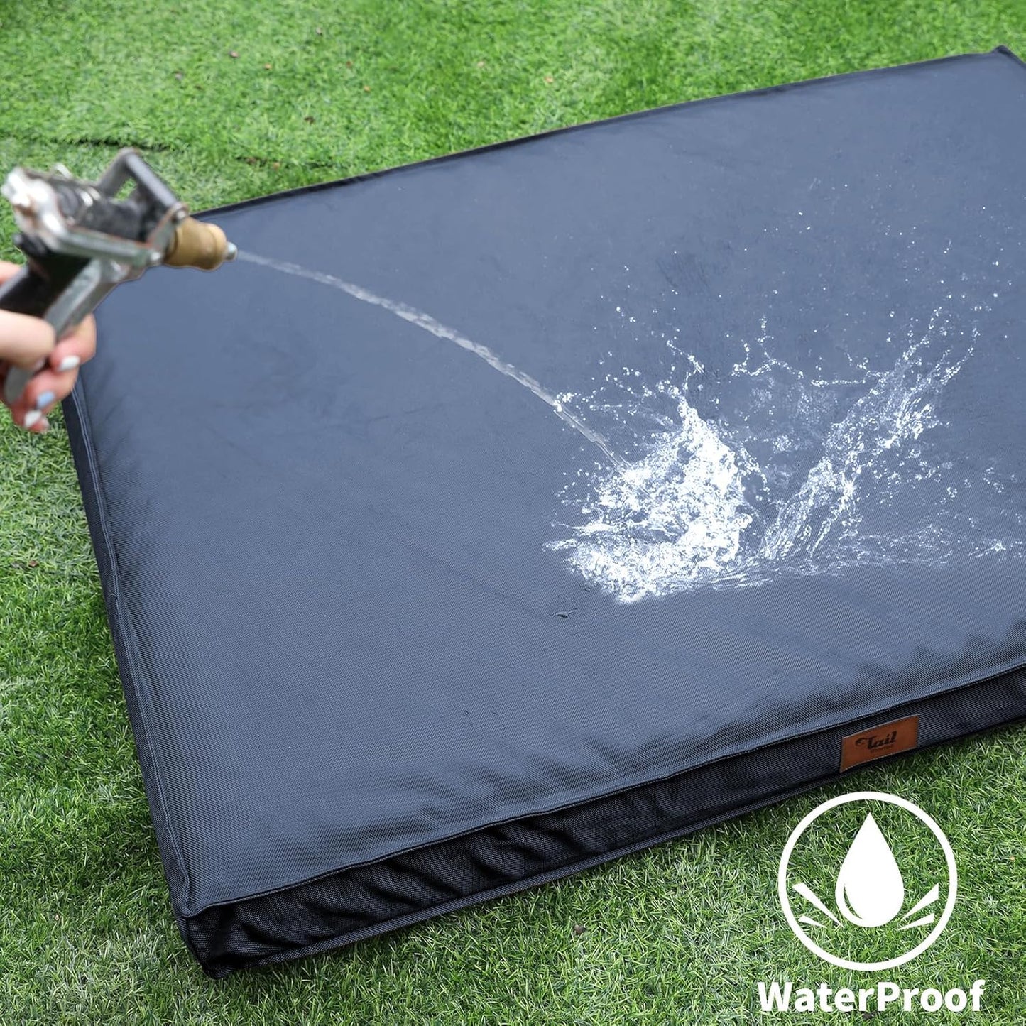 Outdoor Large Dog Bed, Waterproof Dog Bed for Large Dogs, Egg Crate Foam Pet Bed with Removable Washable Oxford Cooling Cover, Navy