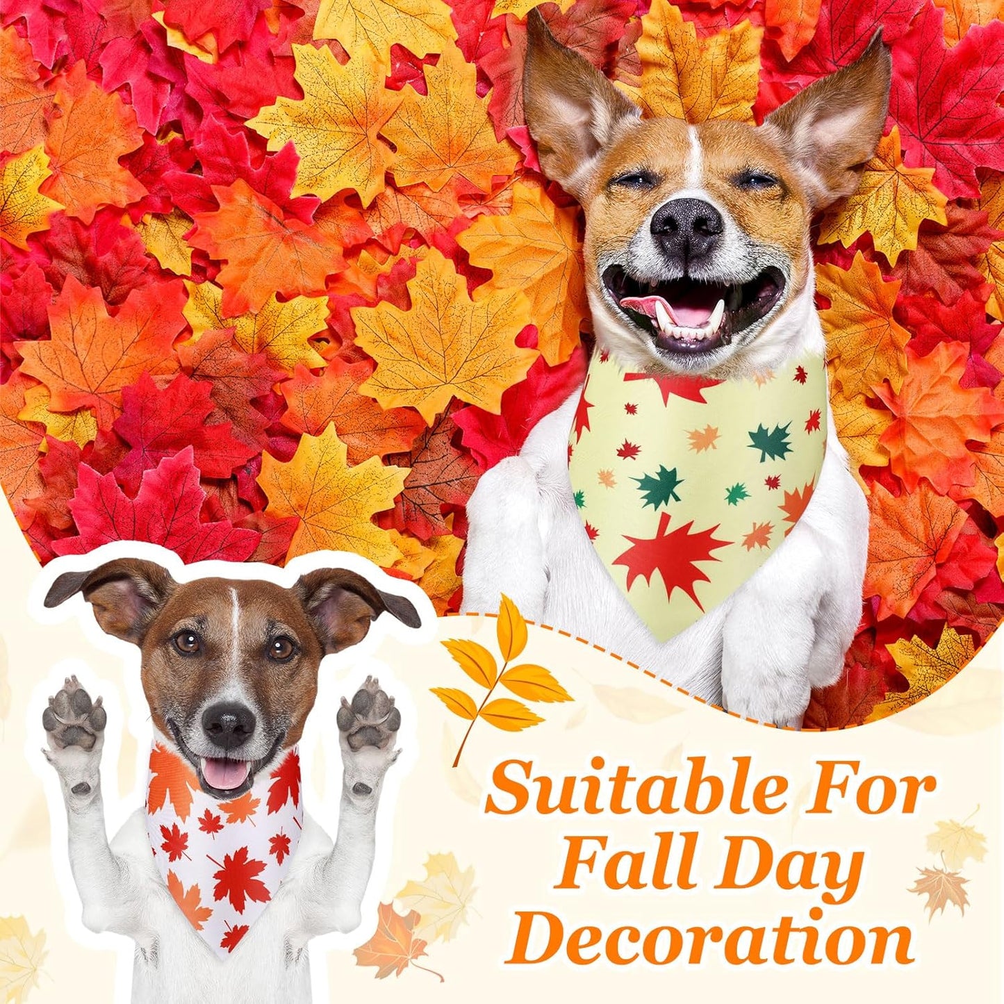 Abbylike 200 Pcs Fall Thanksgiving Dog Bandana Bulk Maple Leaves Bandana for Dogs Triangle Kerchief Bib Scarf for Pets Autumn Costume Photo Props Accessories Pet Shops Adoption Event, 25 Styles