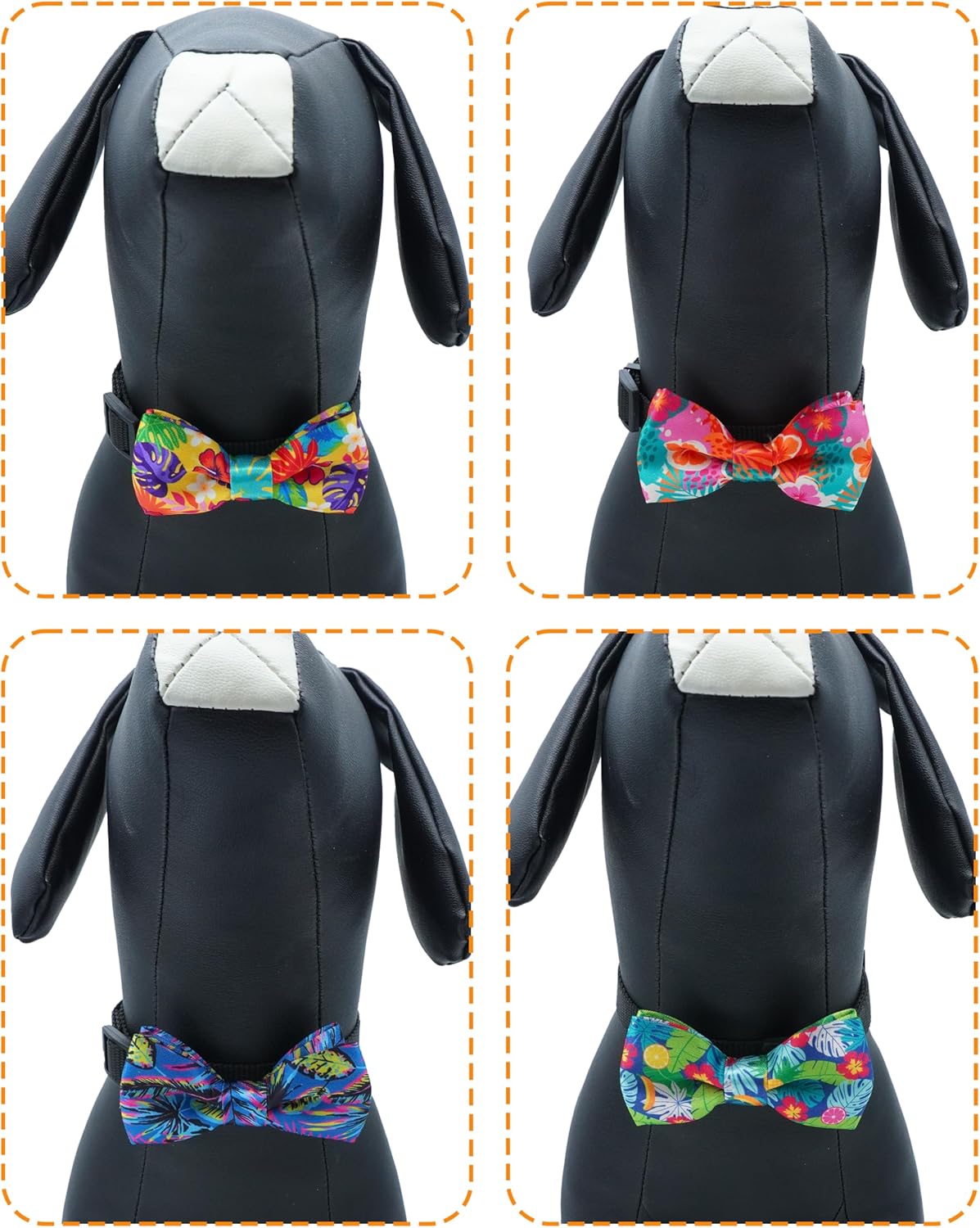 PET SHOW 10 Pack Summer Small Dog Bow Ties Sliding Collar Attachments Puppy Cats Hawaiian Bowties for Medium Dogs Floral Fruit Bowknots Party Holiday Pet Grooming Accessories(Small)