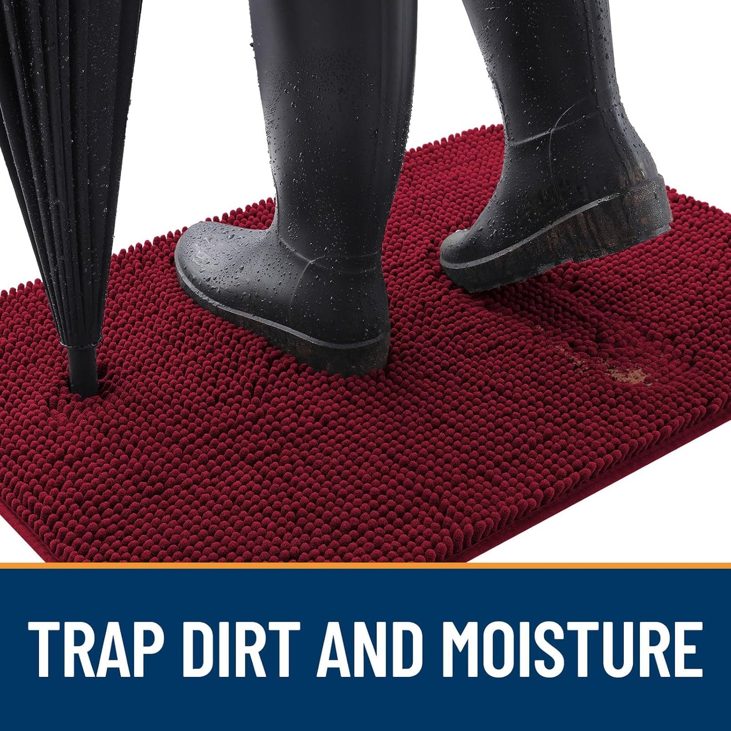 OLANLY Dog Door Mat for Muddy Paws 59x35, Absorbs Moisture and Dirt, Absorbent Non-Slip Washable Doormat, Quick Dry Chenille Mud Mat for Dogs, Entry Indoor Entryway Carpet for Inside Floor, Burgundy