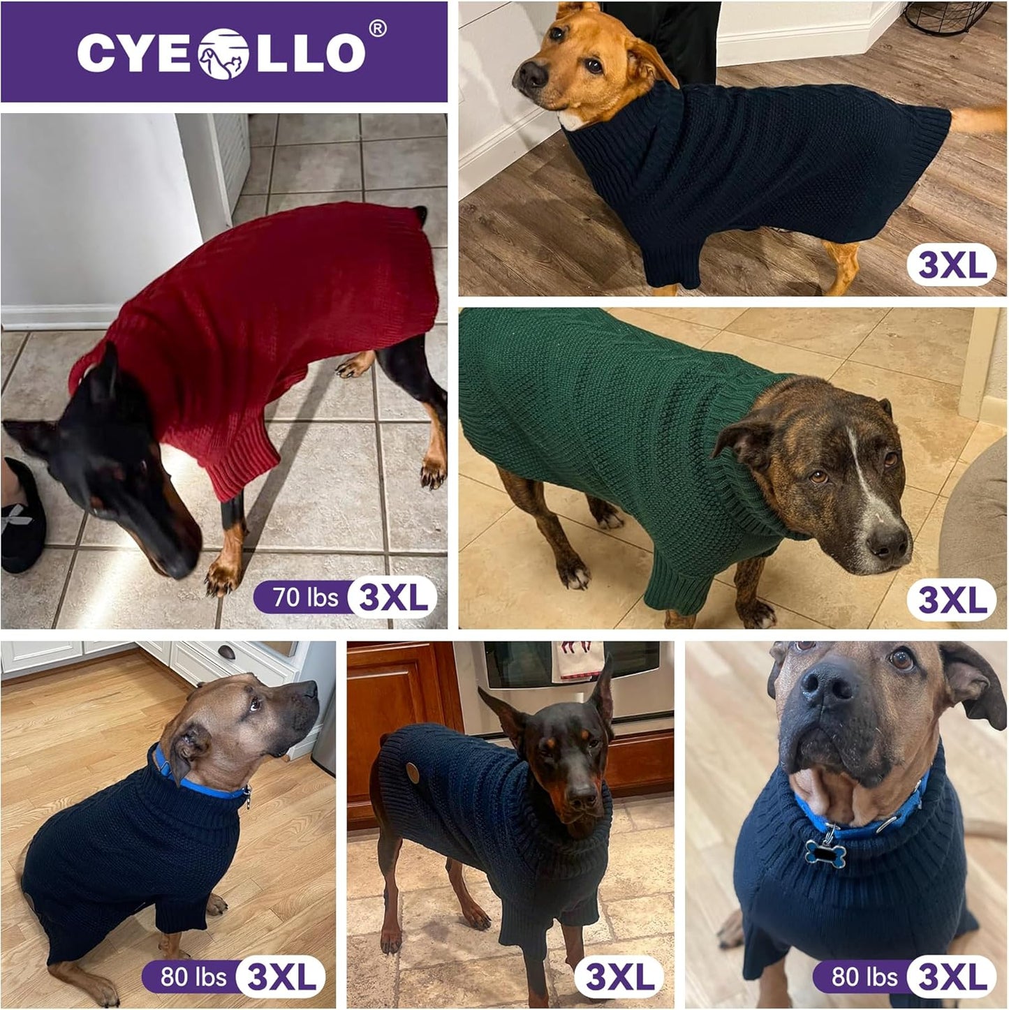 cyeollo 4XL Dog Sweater,Pullover Turtleneck for Large Dogs Classic Knitwear Fall Winter Cold Weather Dog Clothes Warm Pet Apparel Large Big Dogs Sweaters Male&Female, Beige XXXXL