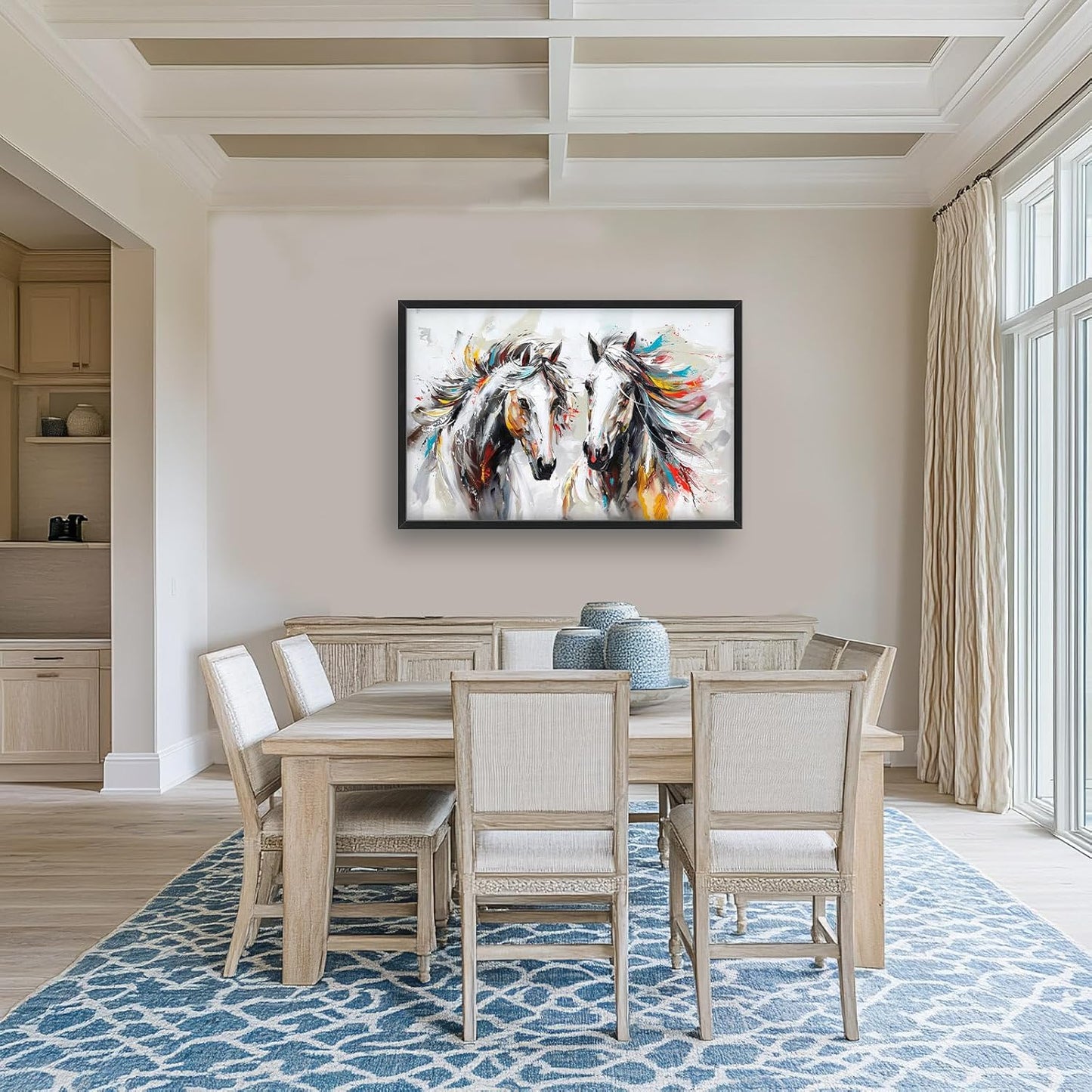 Quorin Horse Large Wall Art White Horse Animal Pictures Wall Decor Colorful Graffiti Canvas Print Painting Artwork for Bathroom Living Room Bedroom 36L x 24W